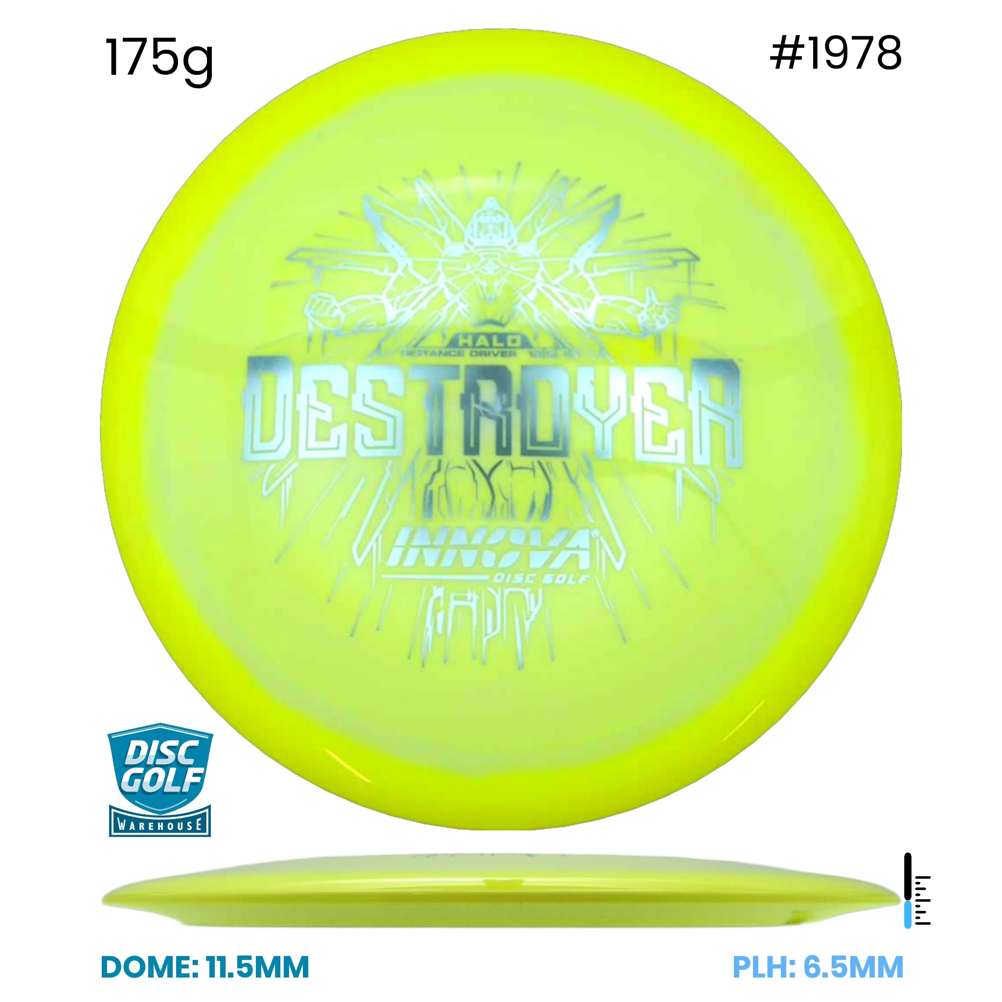 Disc Golf Warehouse Innova Destroyer - Halo Star Plastic Yellow/Silver 175g