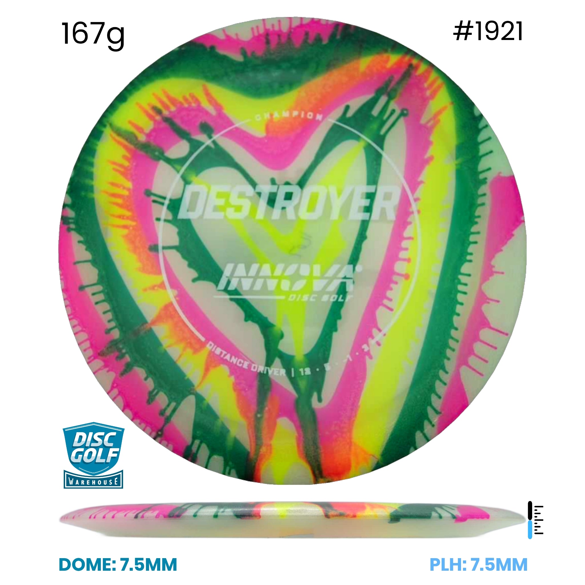 Disc Golf Warehouse Innova Destroyer - I-Dye Champion Plastic Full Color Print/None 167g