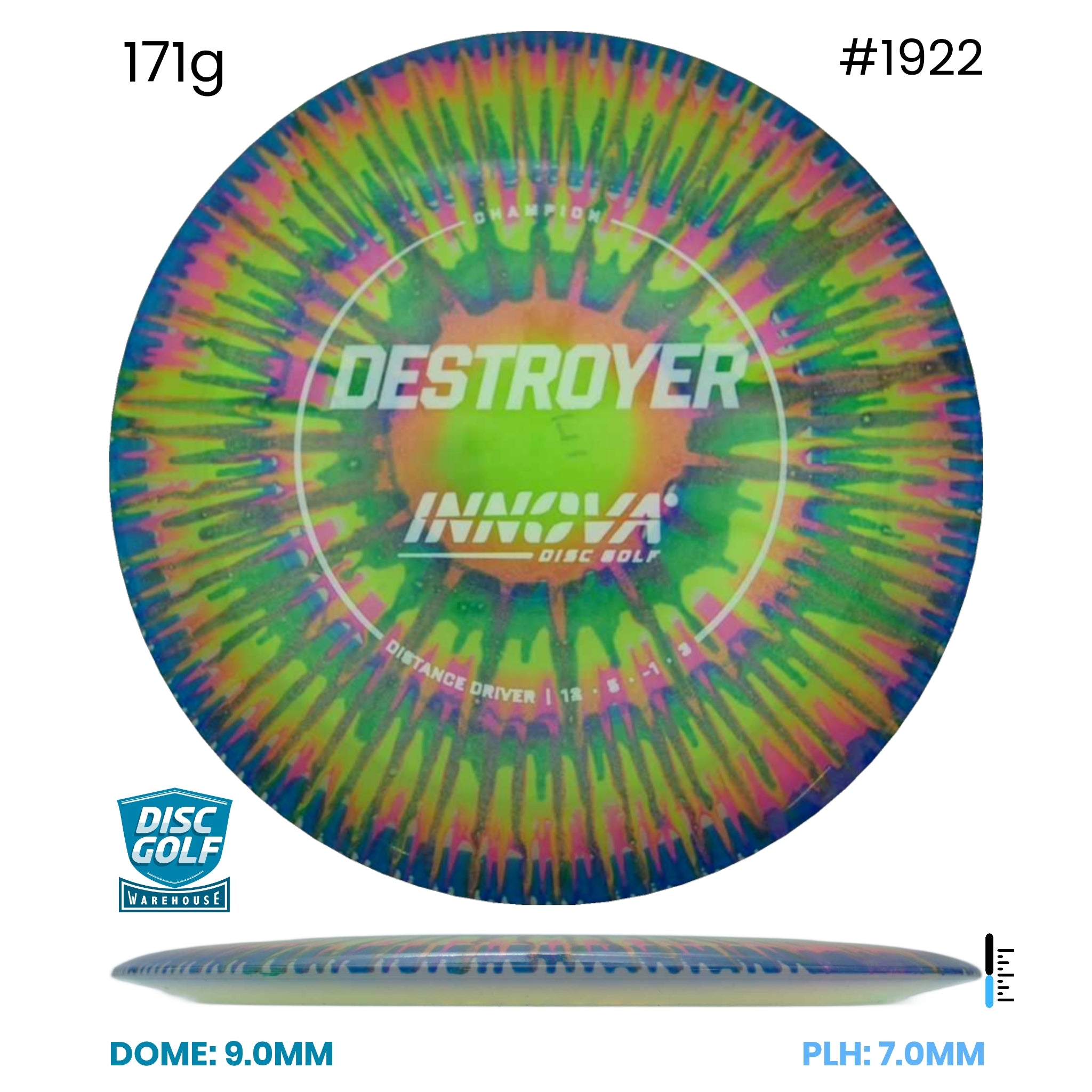 Disc Golf Warehouse Innova Destroyer - I-Dye Champion Plastic Full Color Print/None 171g