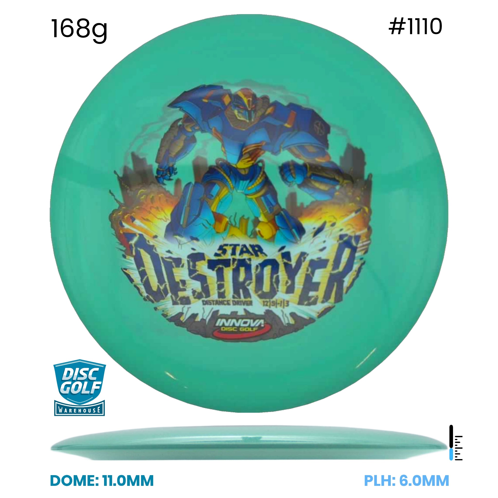 Disc Golf Warehouse Innova Destroyer - InnVision Star Plastic Teal/Multicolor 168g