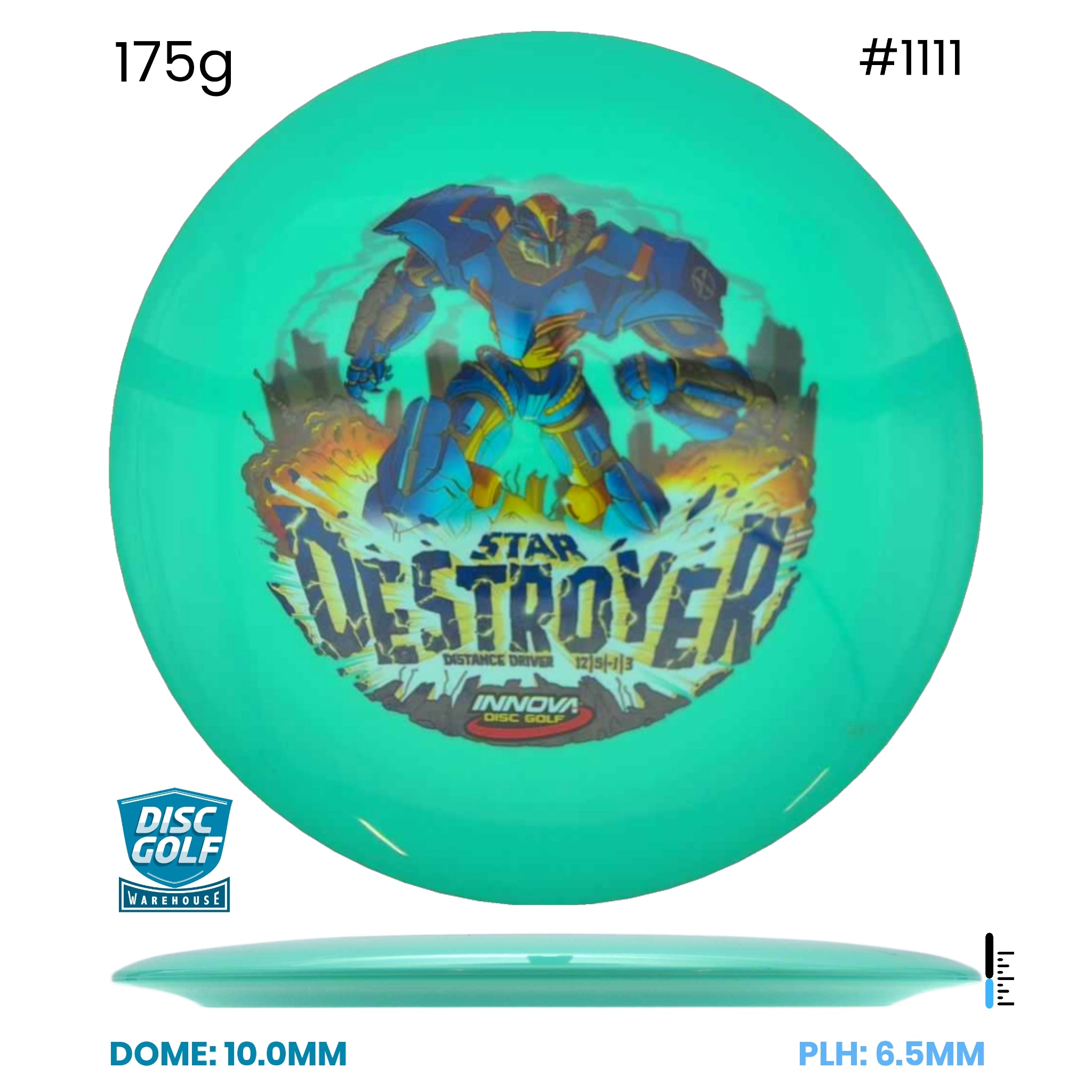 Disc Golf Warehouse Innova Destroyer - InnVision Star Plastic Teal/Multicolor 175g