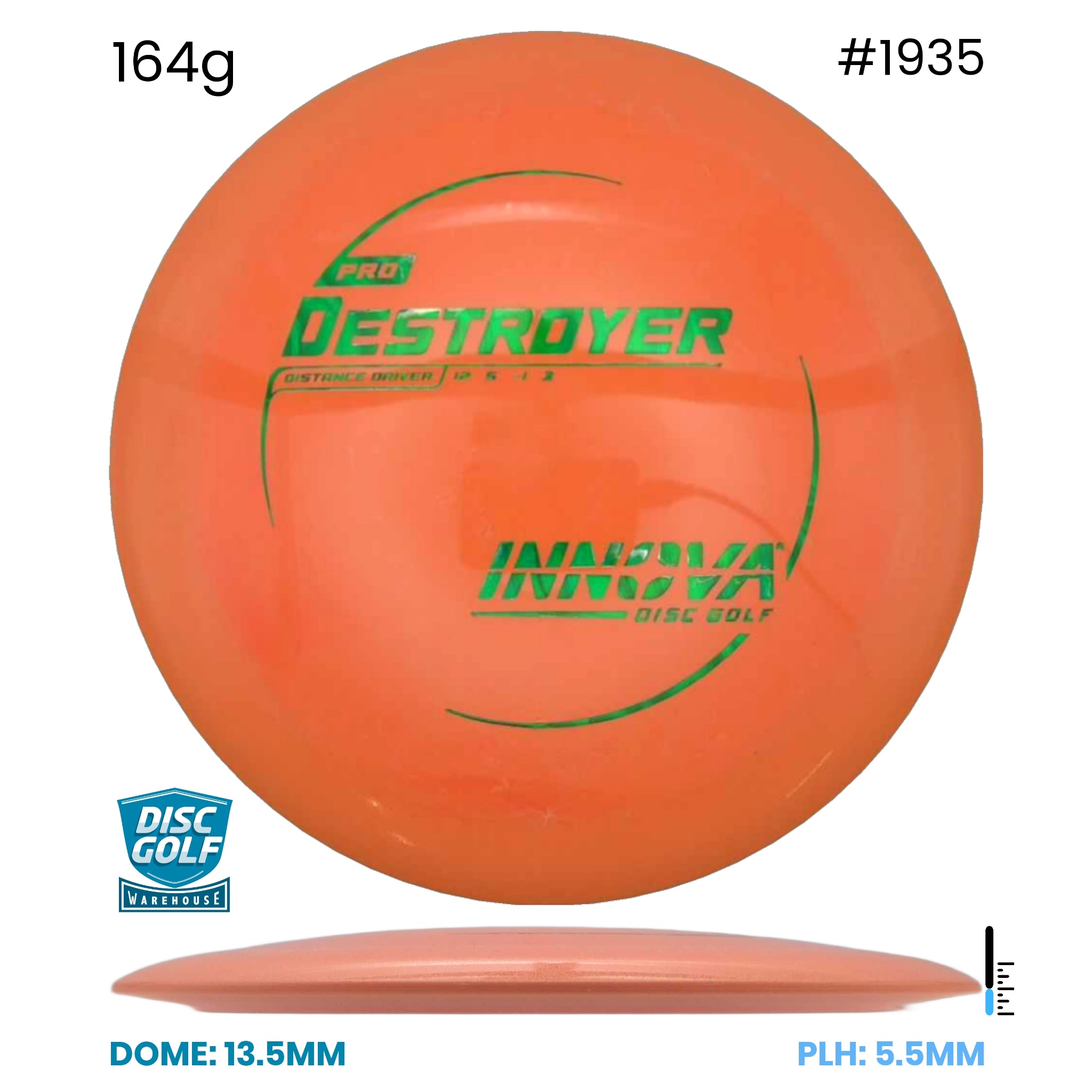 Disc Golf Warehouse Innova Destroyer - Pro Plastic Orange/Green Metallic 164g