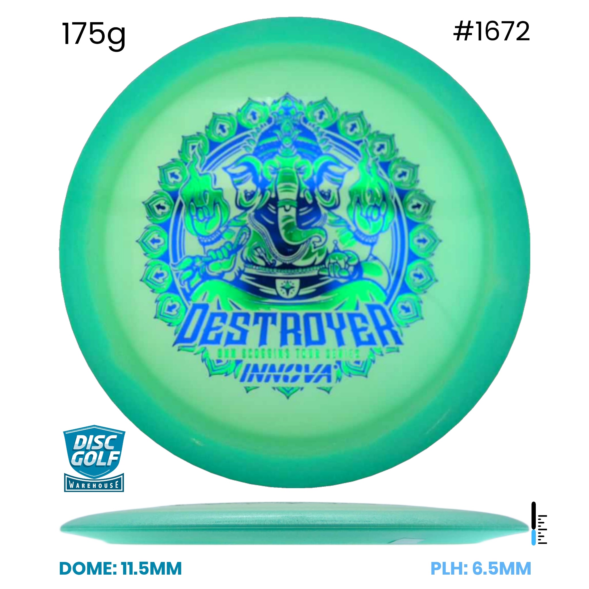 Disc Golf Warehouse Innova Destroyer - Proto Glow Halo Champion Plastic - Ohn Scoggins 2026 Tour Series Blue/Multicolor 175g