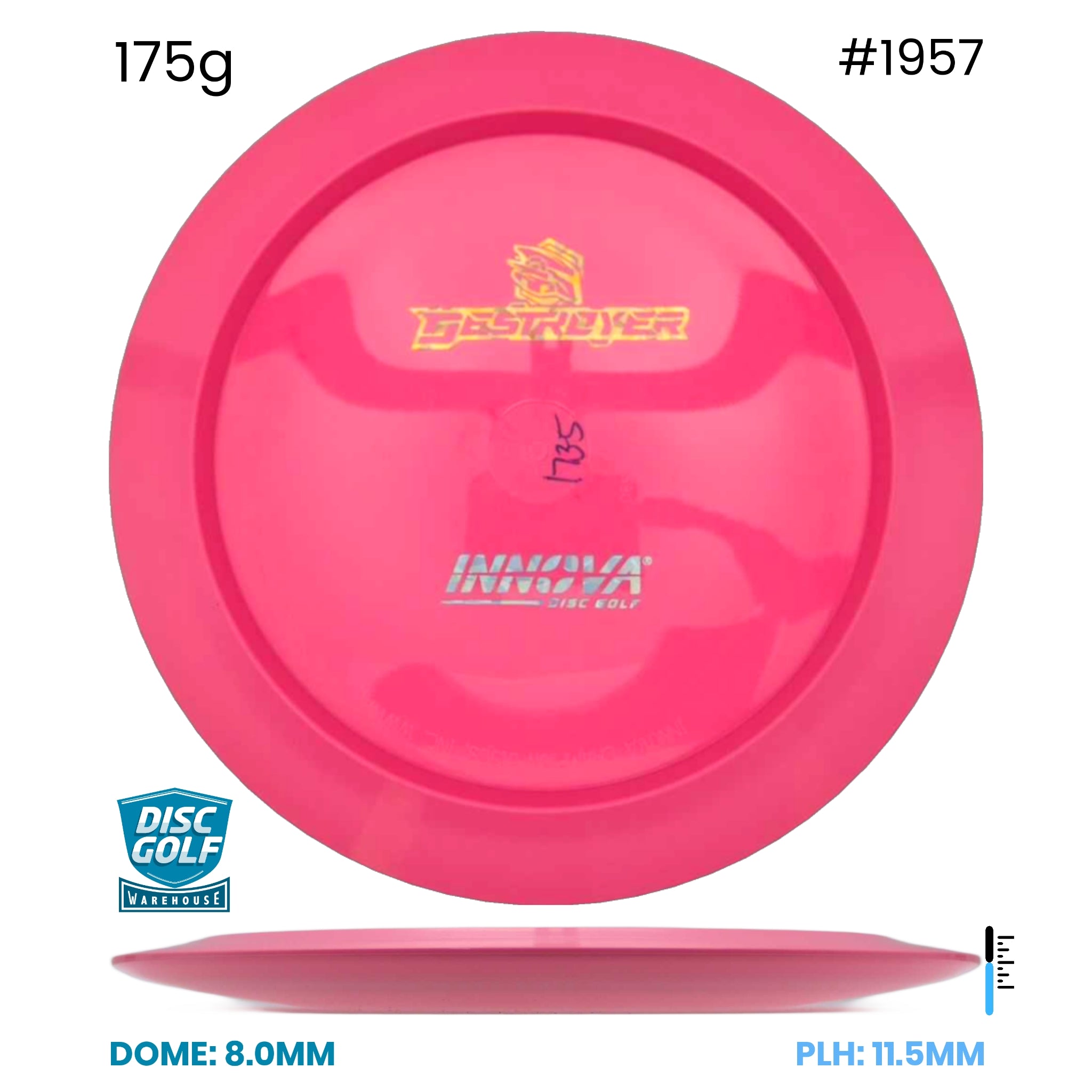 Disc Golf Warehouse Innova Destroyer - Star Bottom Stamp Plastic Pink/Gold, Silver 175g