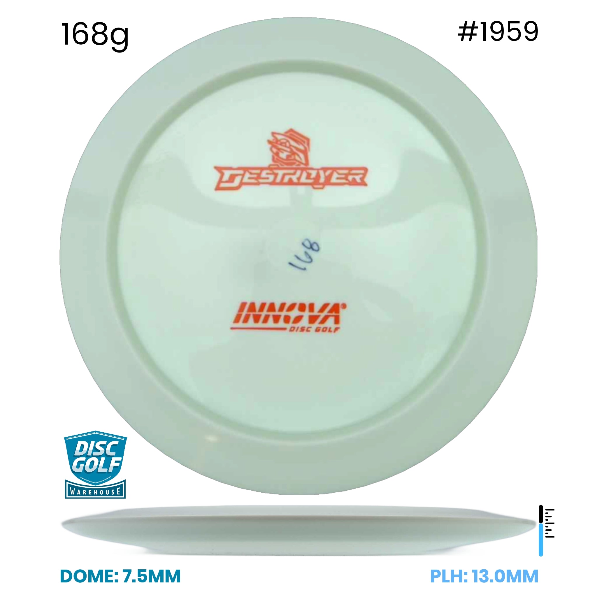 Disc Golf Warehouse Innova Destroyer - Star White Bottom Stamp Plastic White/Gold, Silver 168g