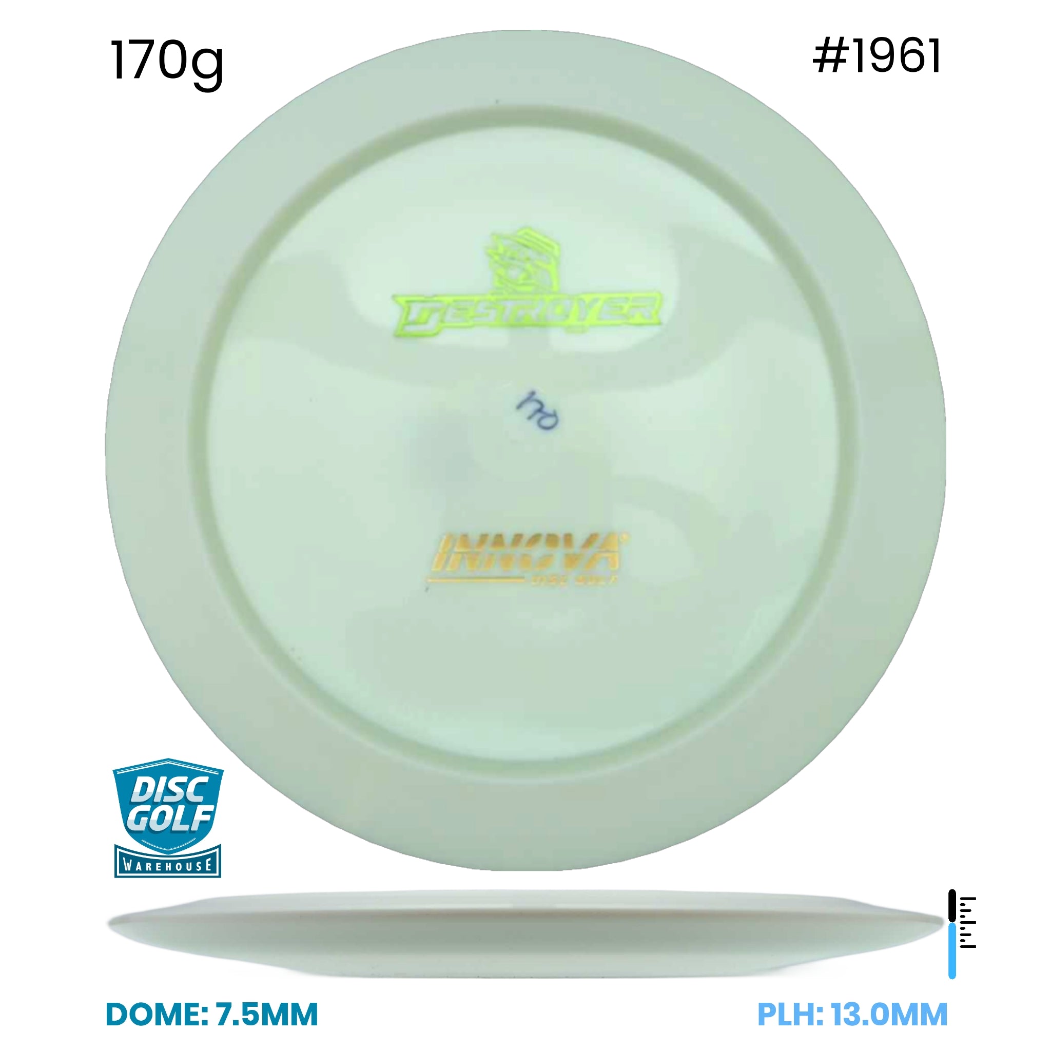 Disc Golf Warehouse Innova Destroyer - Star White Bottom Stamp Plastic White/Gold, Silver 170g