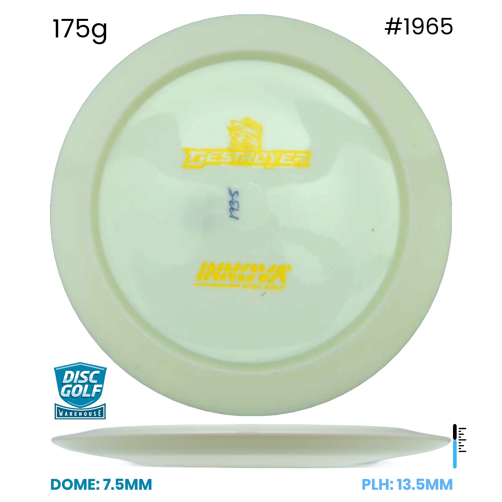 Disc Golf Warehouse Innova Destroyer - Star White Bottom Stamp Plastic White/Gold, Silver 175g