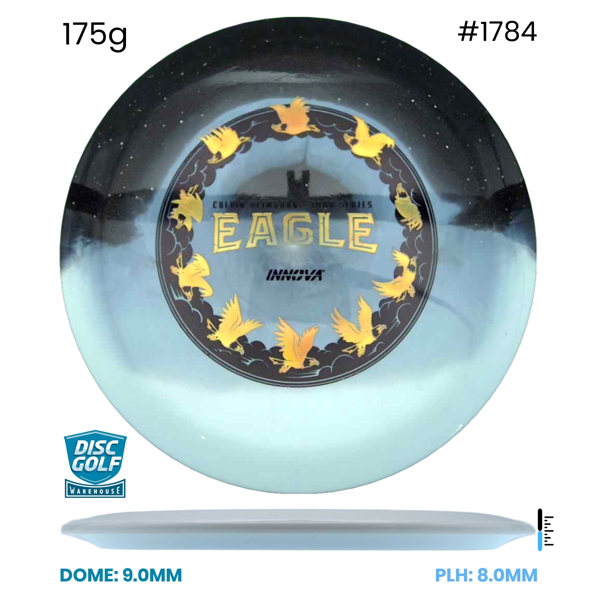 Disc Golf Warehouse Innova Eagle - Duo Plastic - Calvin Heimburg 2026 Tour Series Black/Silver, Blue Metallic 175g