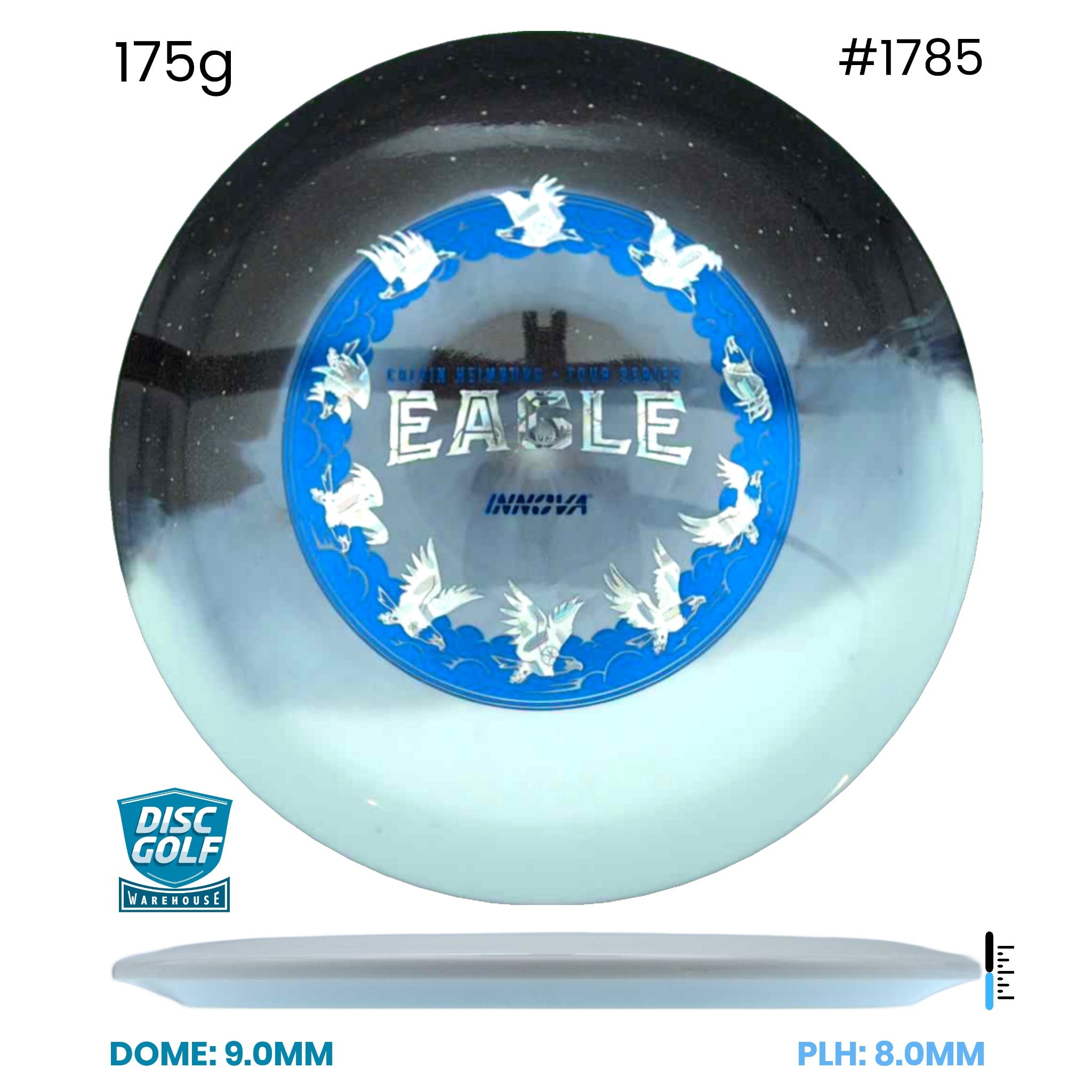 Disc Golf Warehouse Innova Eagle - Duo Plastic - Calvin Heimburg 2026 Tour Series Black/Silver, Blue Metallic 175g