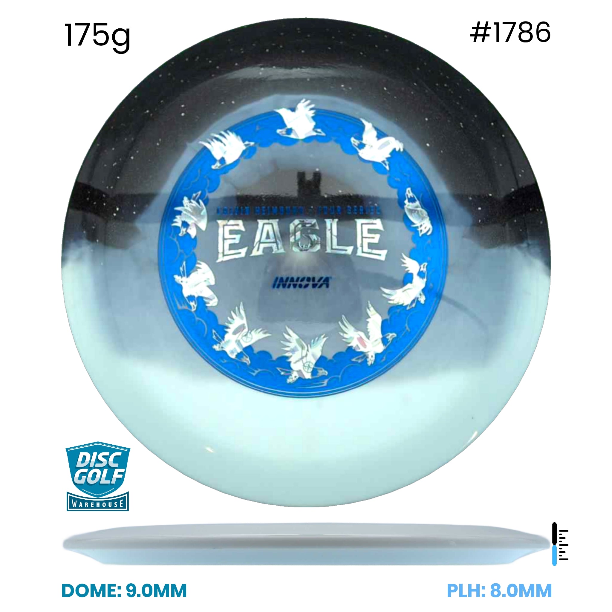 Disc Golf Warehouse Innova Eagle - Duo Plastic - Calvin Heimburg 2026 Tour Series Black/Silver, Blue Metallic 175g