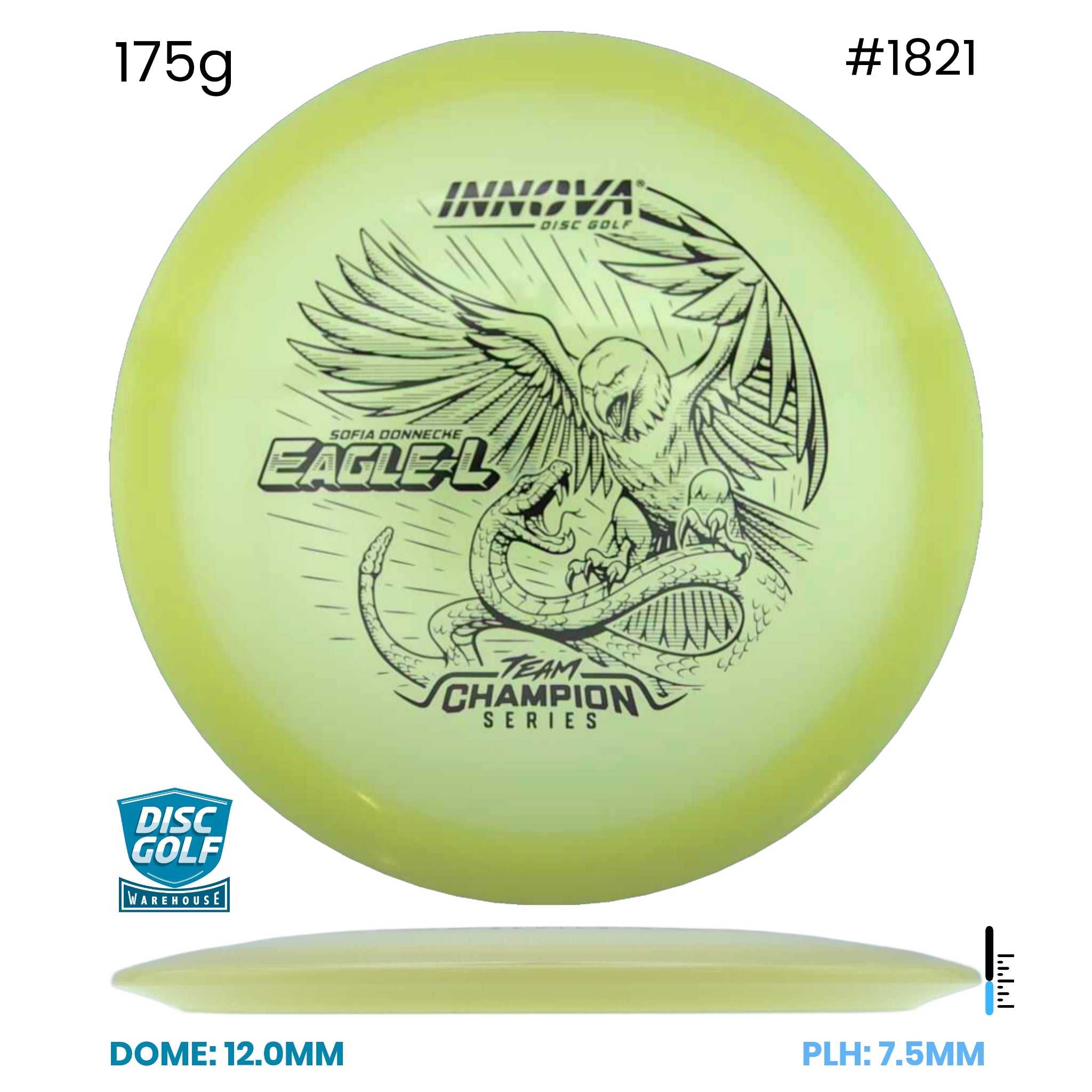 Disc Golf Warehouse Innova Eagle-L - Proto Glow Champion - Sofia Donnecke 2026 Tour Series Glow/Red Metallic 175g