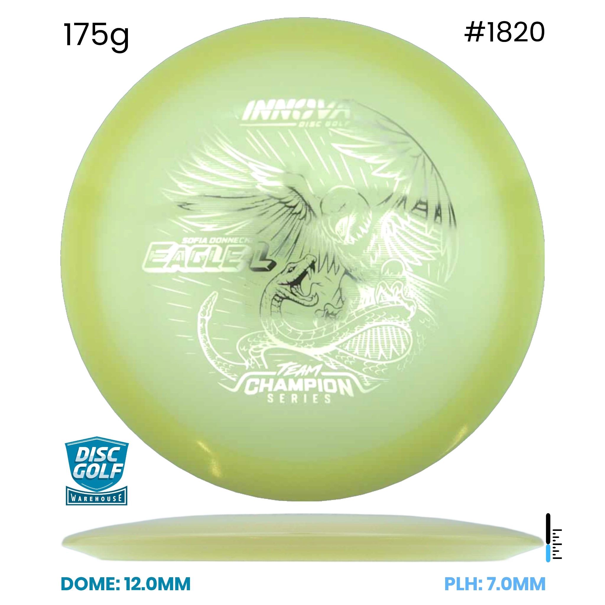 Disc Golf Warehouse Innova Eagle-L - Proto Glow Champion - Sofia Donnecke 2026 Tour Series Glow/Red Metallic 175g