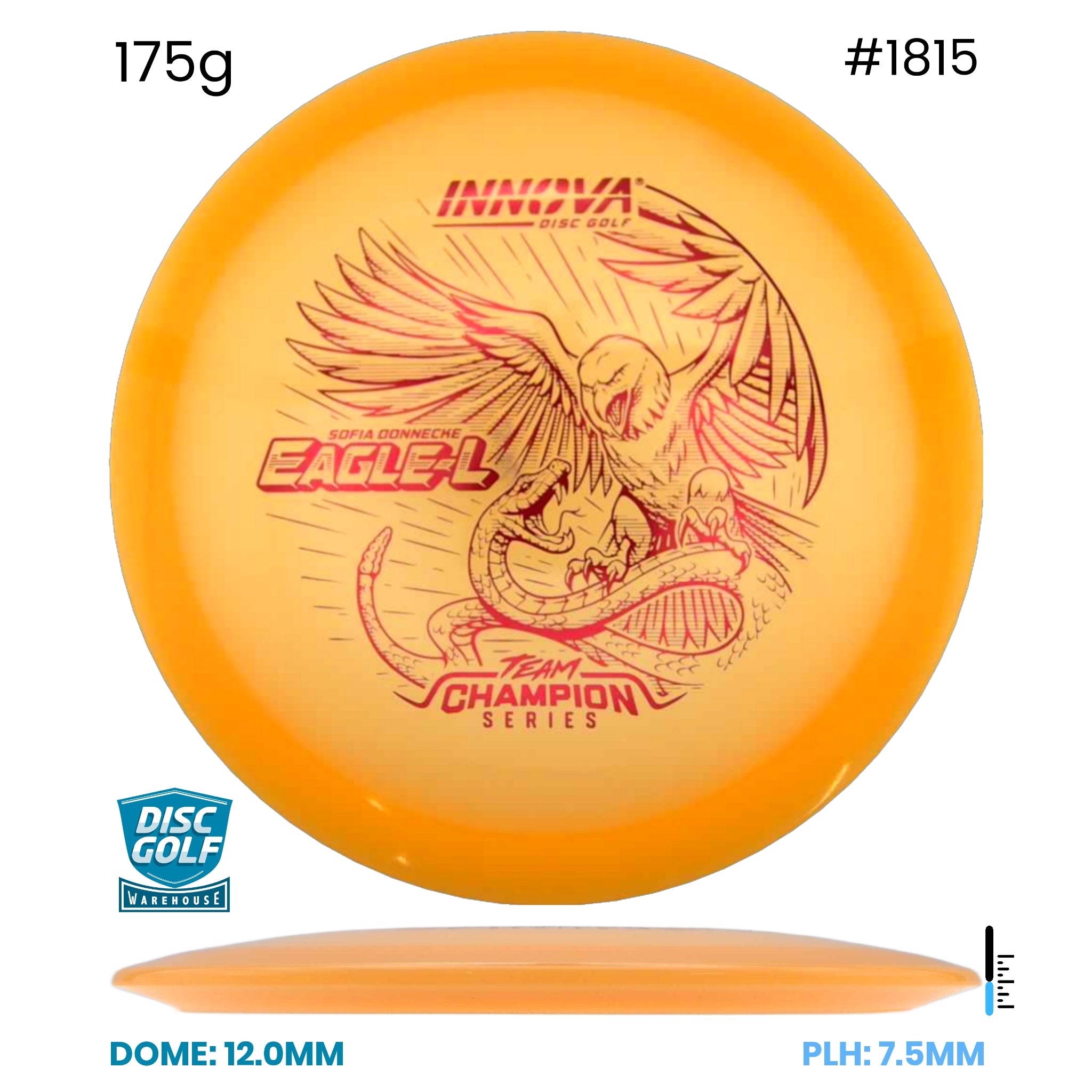 Disc Golf Warehouse Innova Eagle-L - Proto Glow Champion - Sofia Donnecke 2026 Tour Series Orange Glow/Black 175g