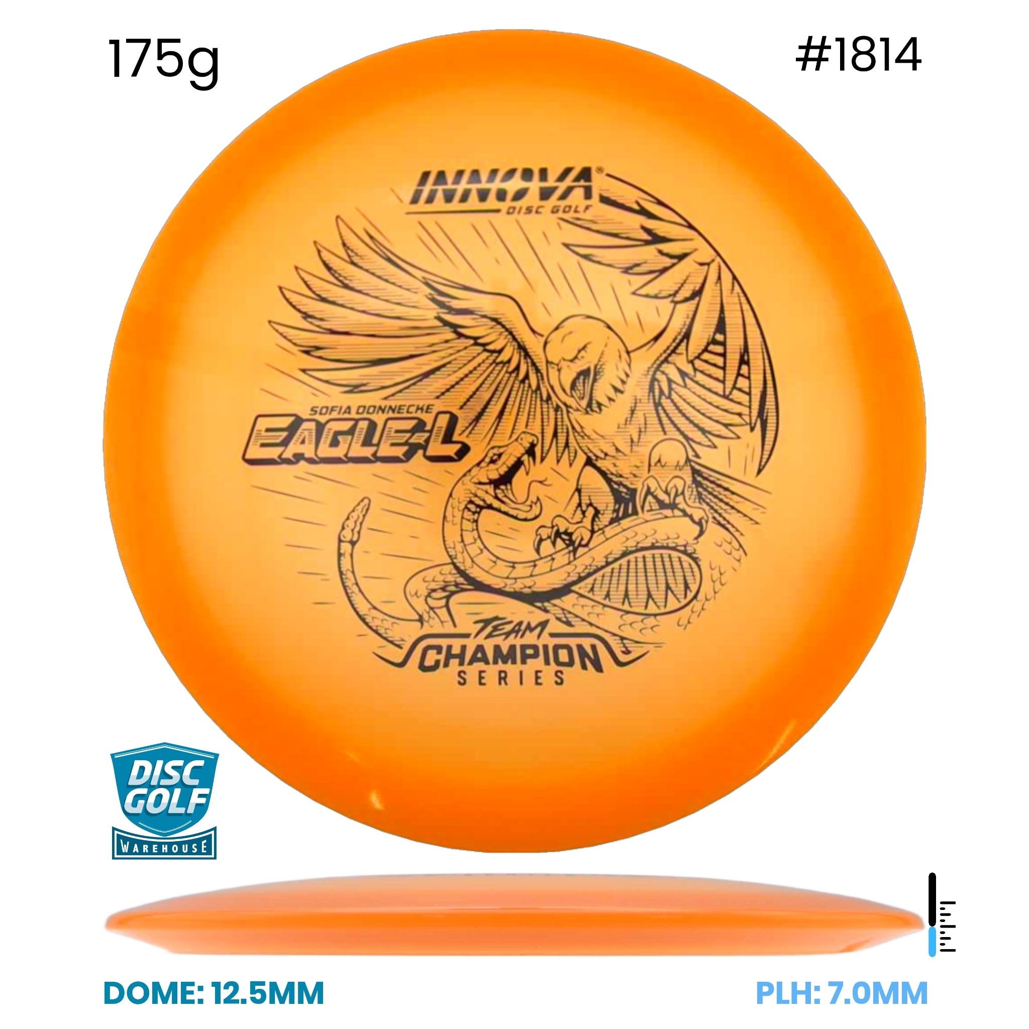 Disc Golf Warehouse Innova Eagle-L - Proto Glow Champion - Sofia Donnecke 2026 Tour Series Orange Glow/Black 175g