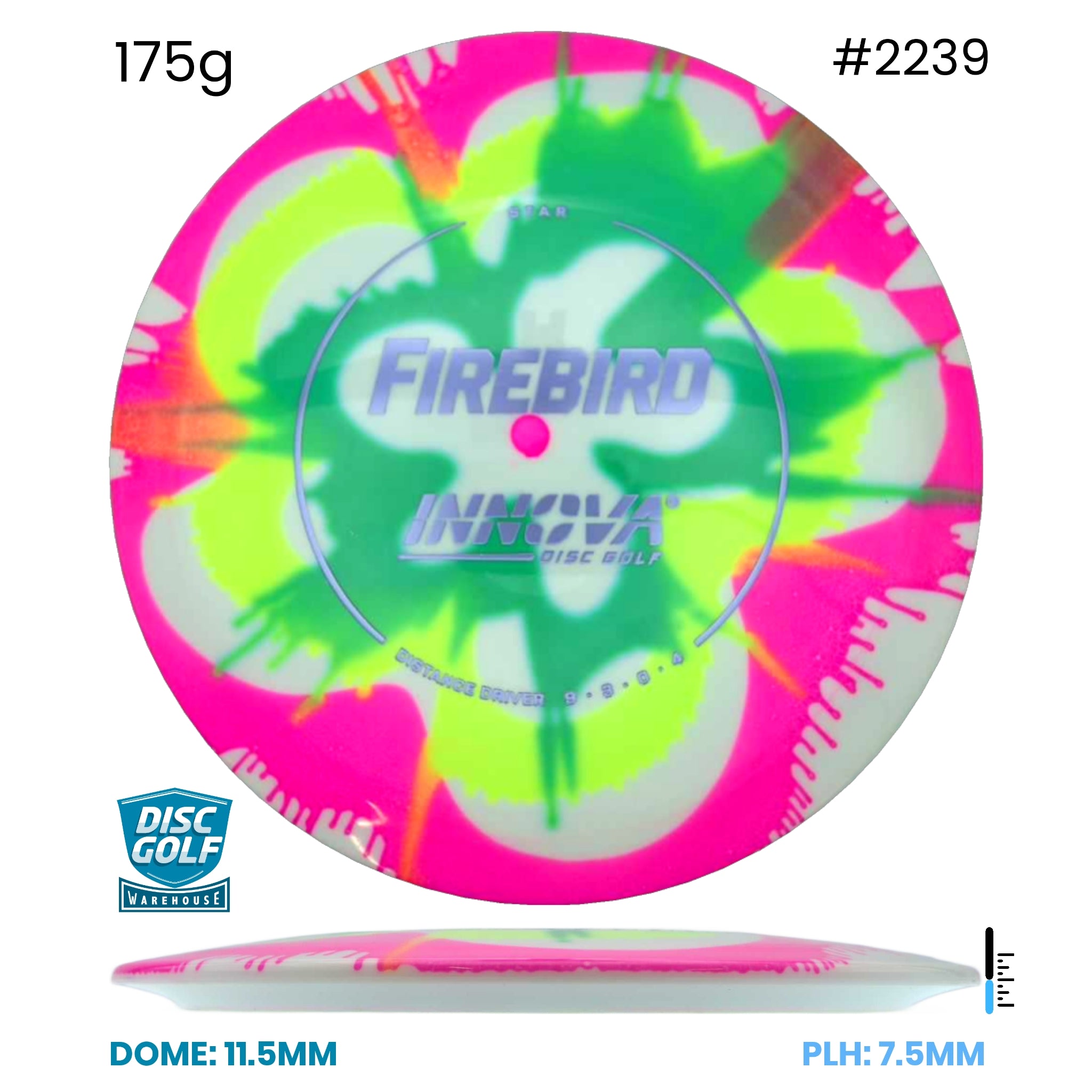 Disc Golf Warehouse Innova Firebird - I-Dye Star Full Colour Dye/Green Metallic 175g