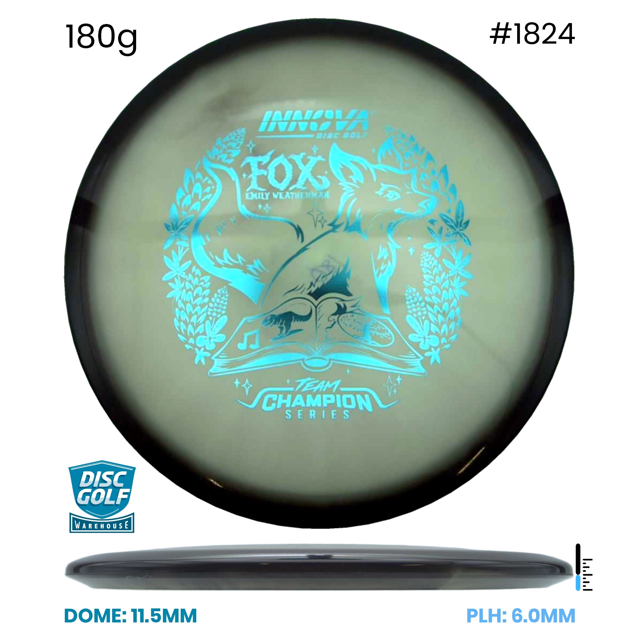 Disc Golf Warehouse Innova Fox - Proto Glow Halo Champion Plastic - Emily Weatherman 2026 Tour Series Gray/Rainbow Holo 180g
