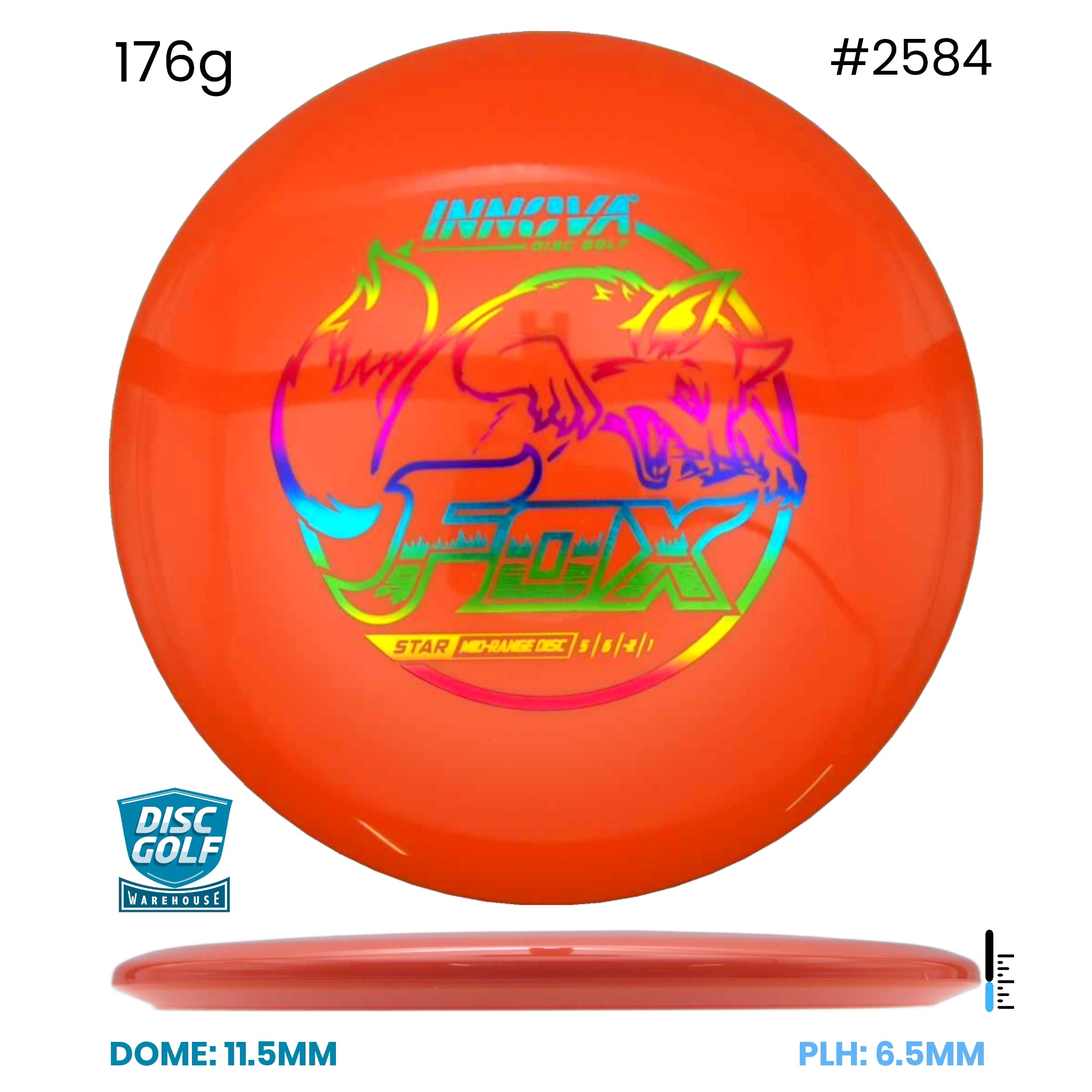 Disc Golf Warehouse Innova Fox - Star Plastic Orange/Rainbow Holo 176g