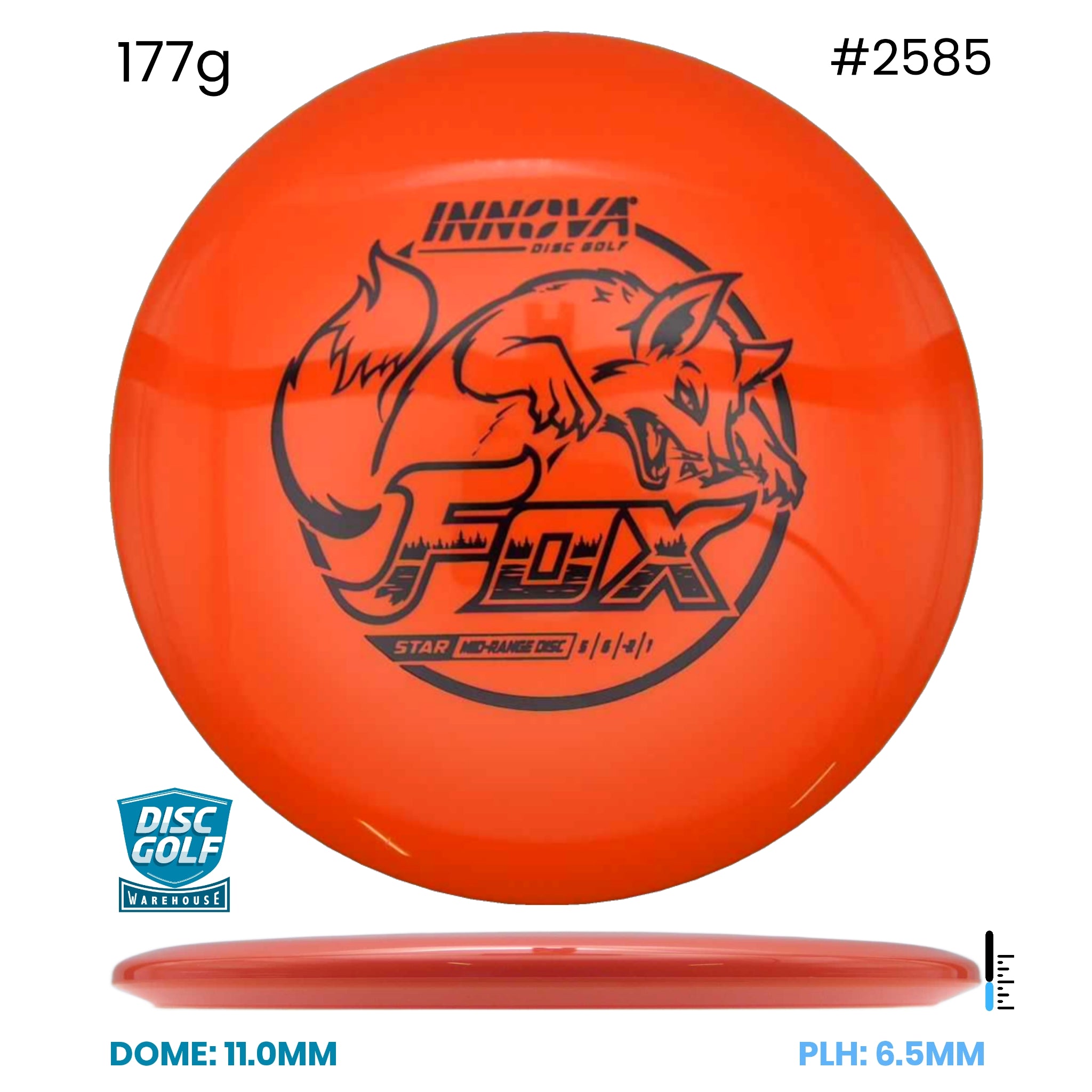 Disc Golf Warehouse Innova Fox - Star Plastic Orange/Rainbow Holo 177g