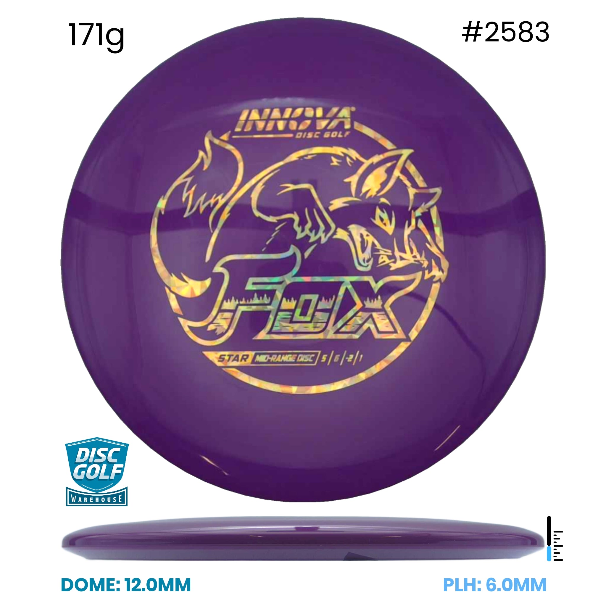 Disc Golf Warehouse Innova Fox - Star Plastic Purple/Gold 171g
