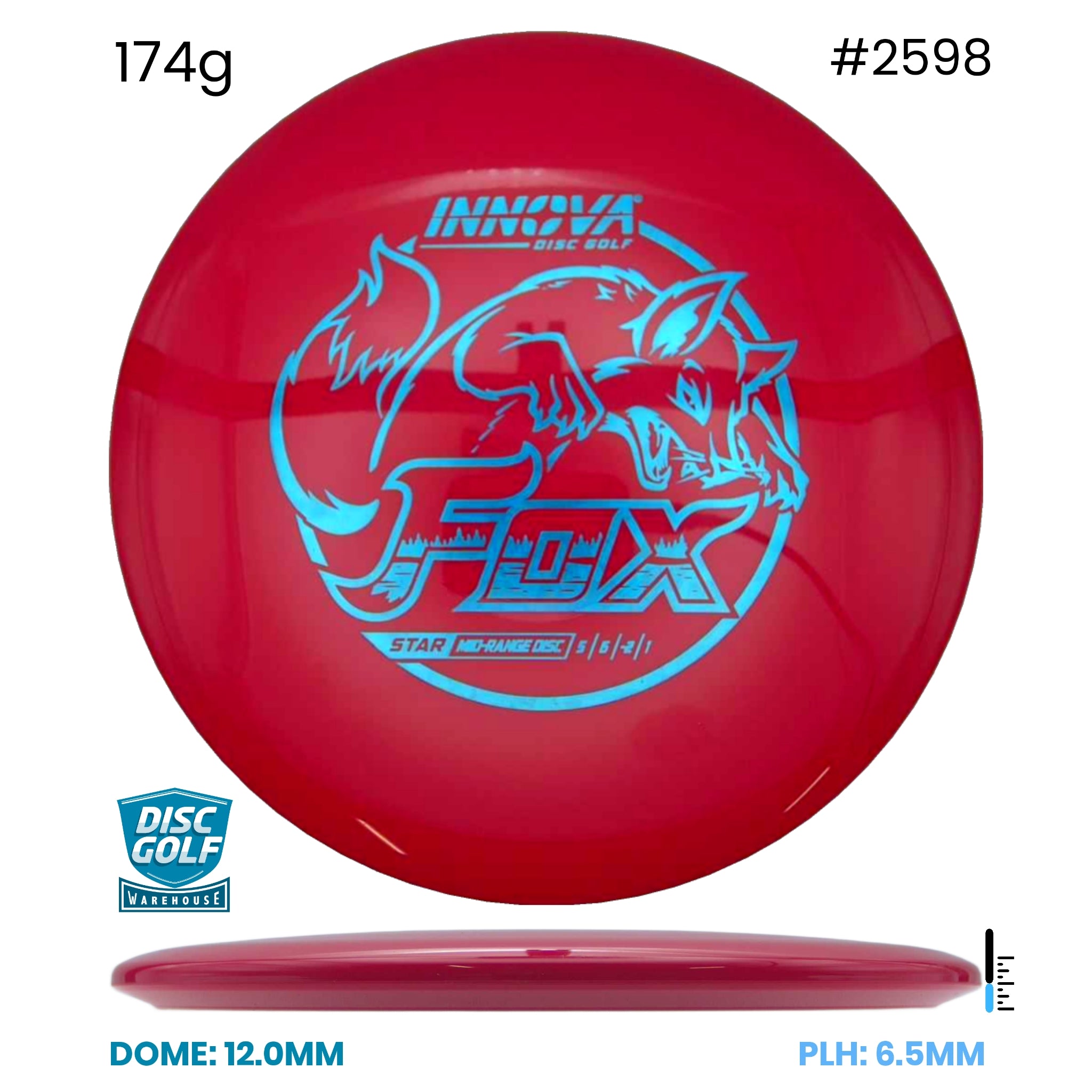 Disc Golf Warehouse Innova Fox - Star Plastic Red/Blue Metallic 174g