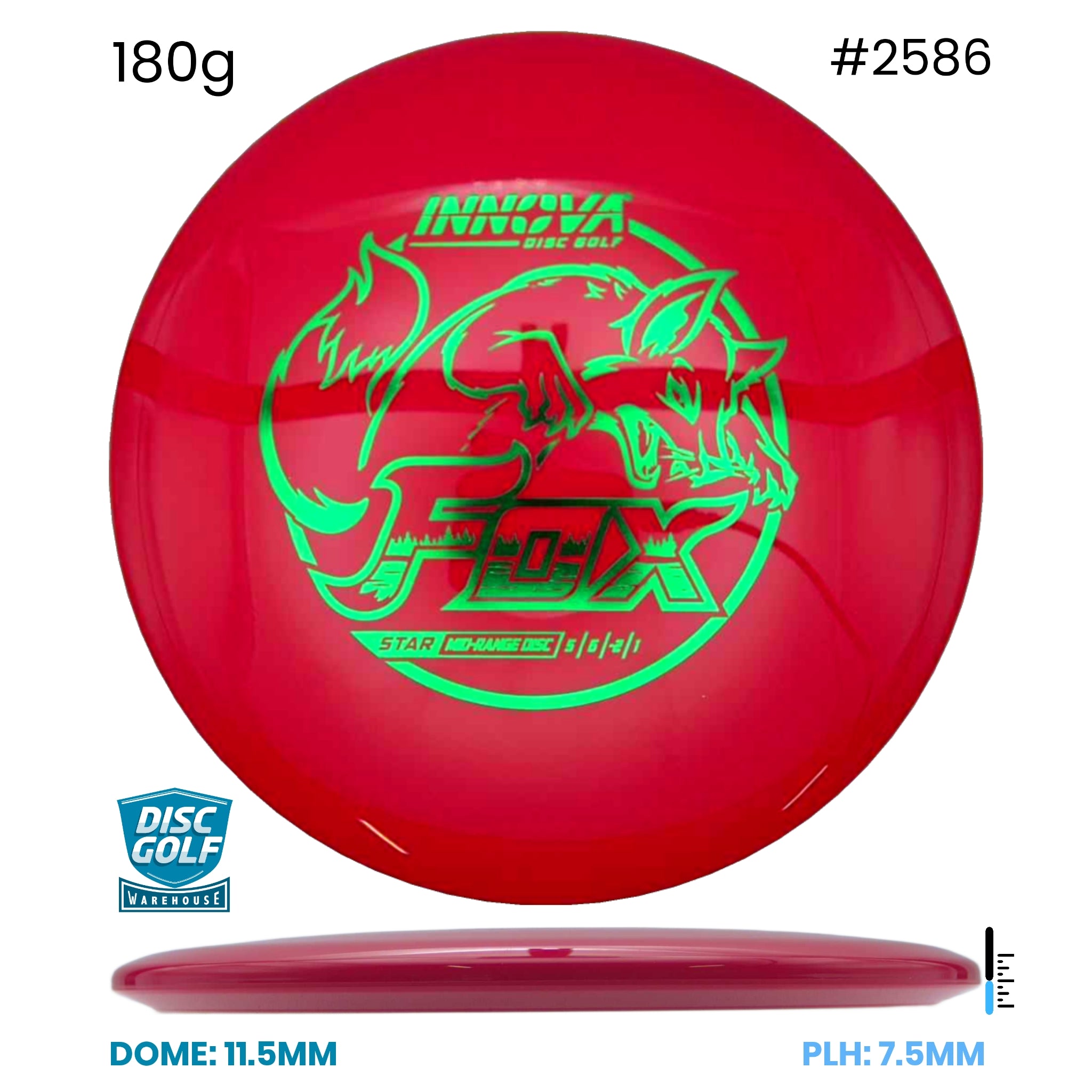 Disc Golf Warehouse Innova Fox - Star Plastic Red/Green Metallic 180g