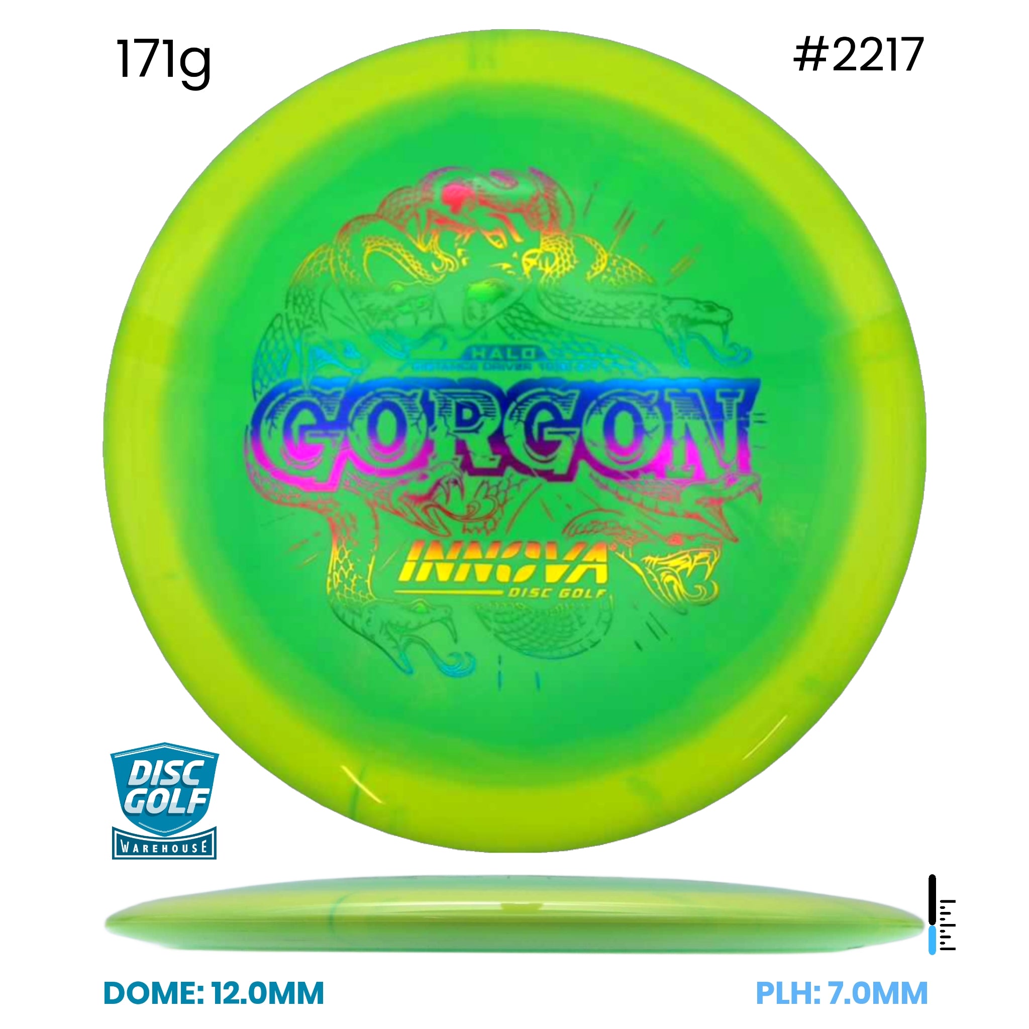 Disc Golf Warehouse Innova Gorgon - Halo Star Plastic Green/Rainbow Holo 171g