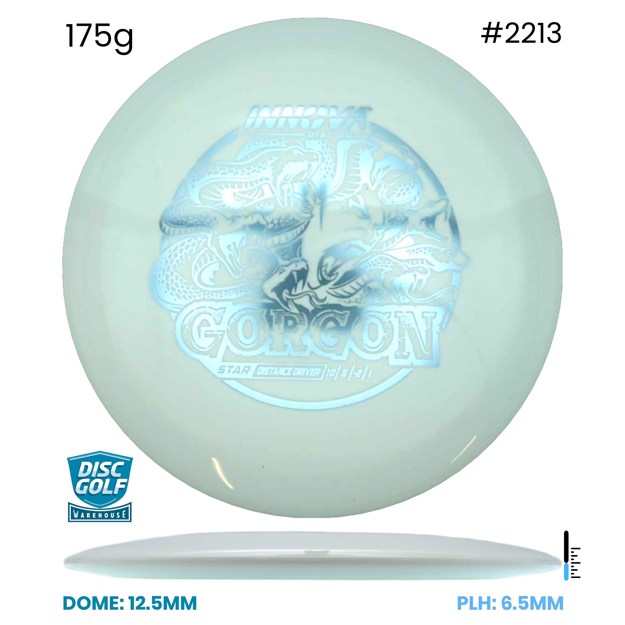 Disc Golf Warehouse Innova Gorgon - Star Plastic White/Blue Metallic 175g