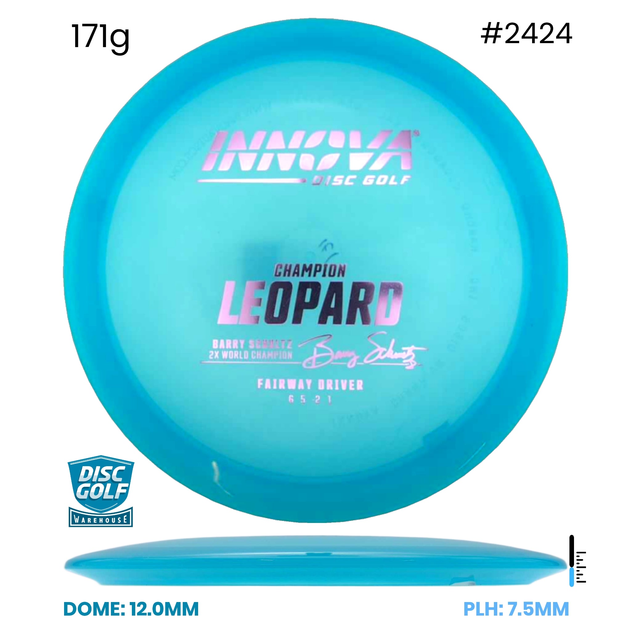 Disc Golf Warehouse Innova Leopard - Champion Plastic - Barry Schultz Signiture Blue/Red Metallic 171g