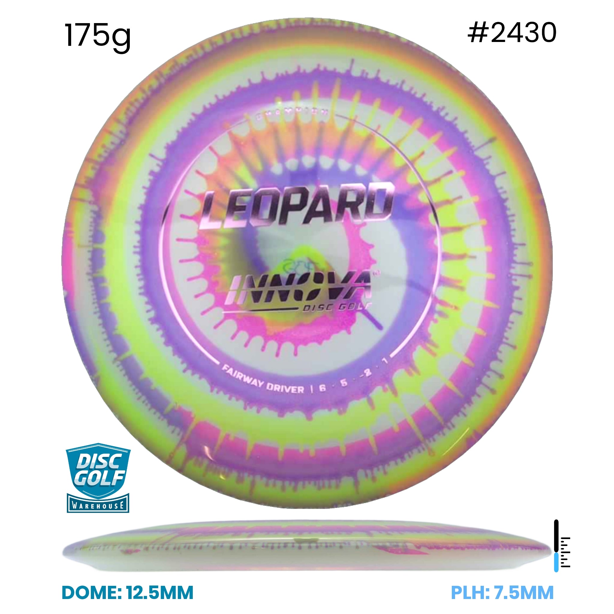 Disc Golf Warehouse Innova Leopard - I-Dye Champion Plastic Full Colour Dye/Red Metallic, White 175g