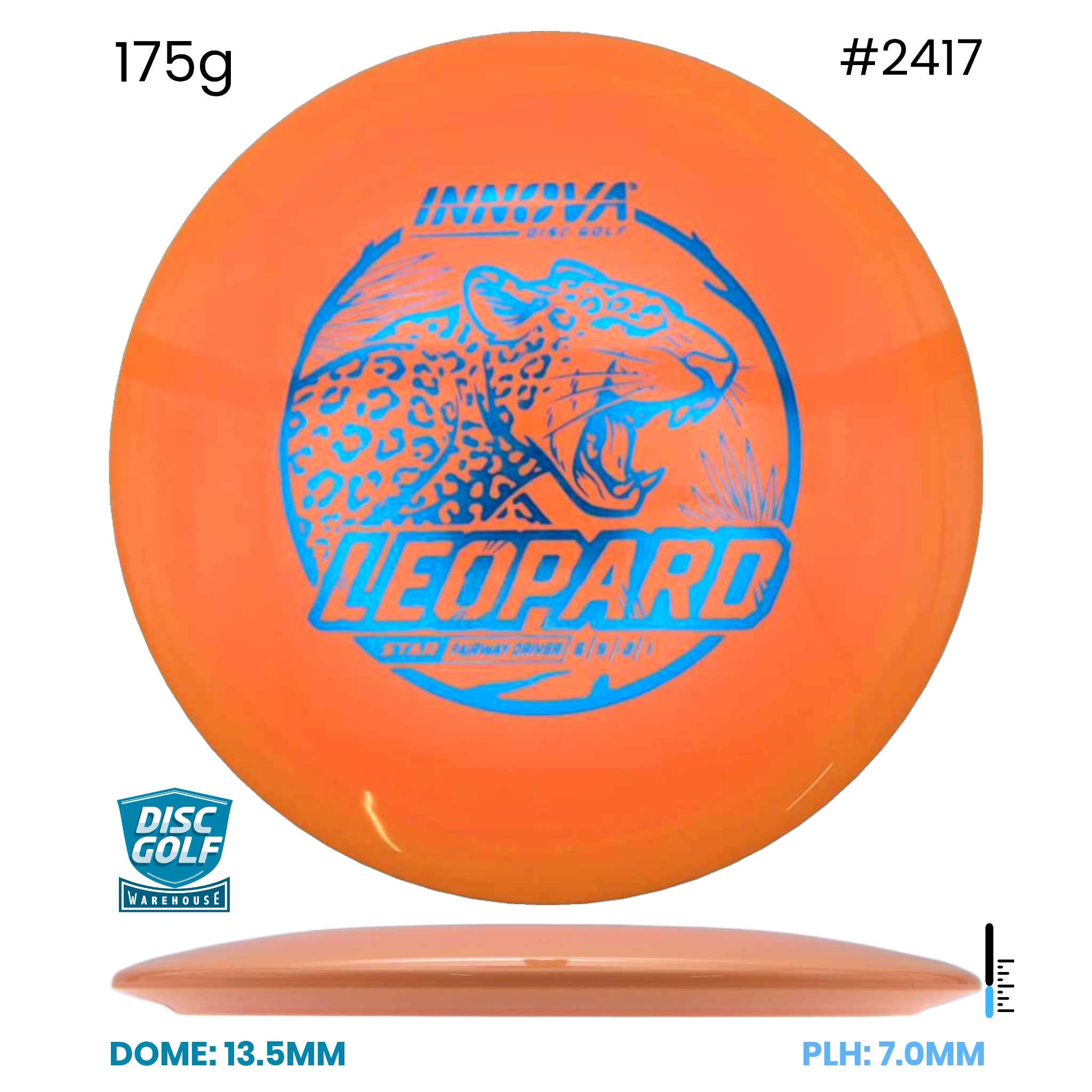 Disc Golf Warehouse Innova Leopard - Star Plastic Orange/Blue Metallic 175g