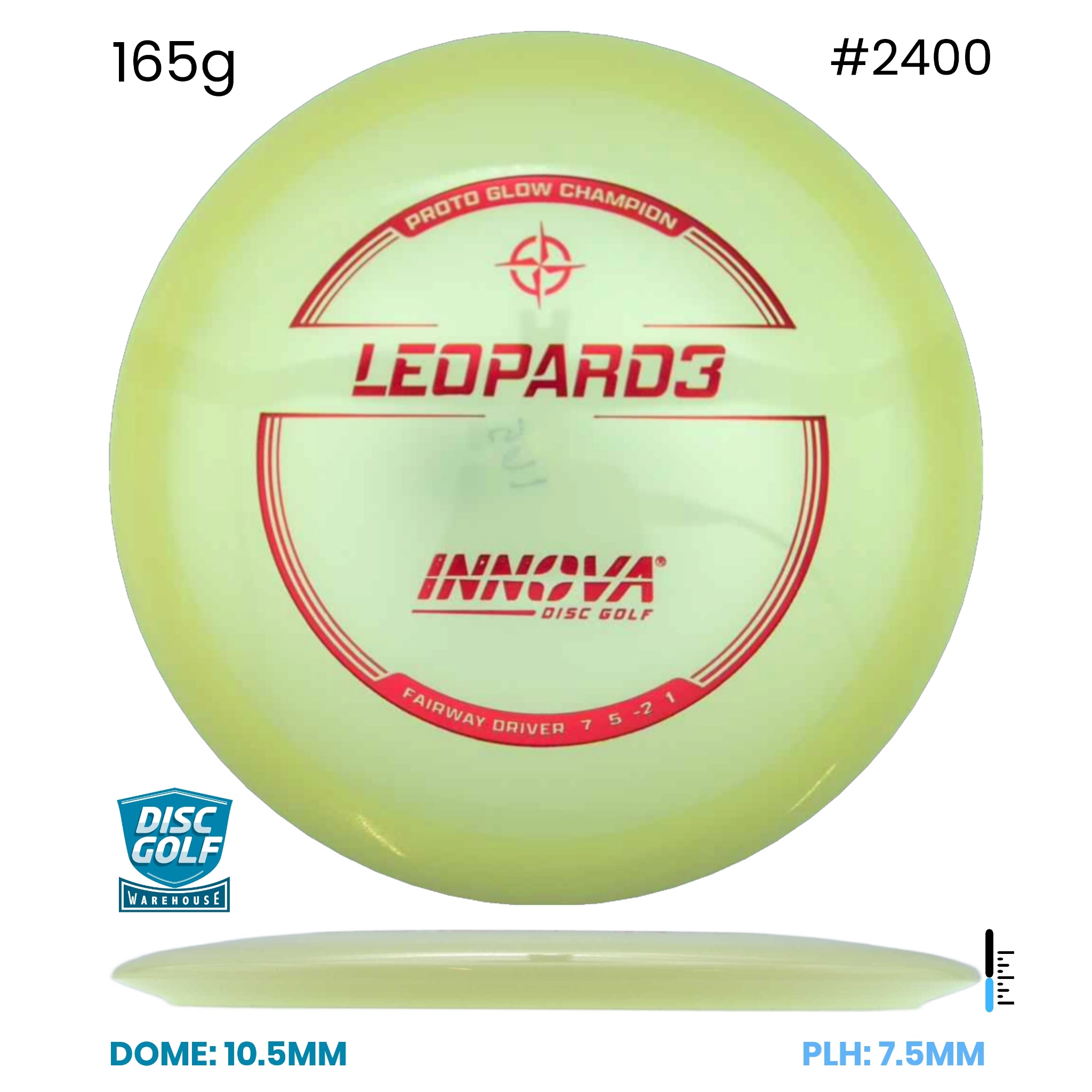 Disc Golf Warehouse Innova Leopard3 - Champion Proto Glow Plastic Glow/Silver, Holographic 165g
