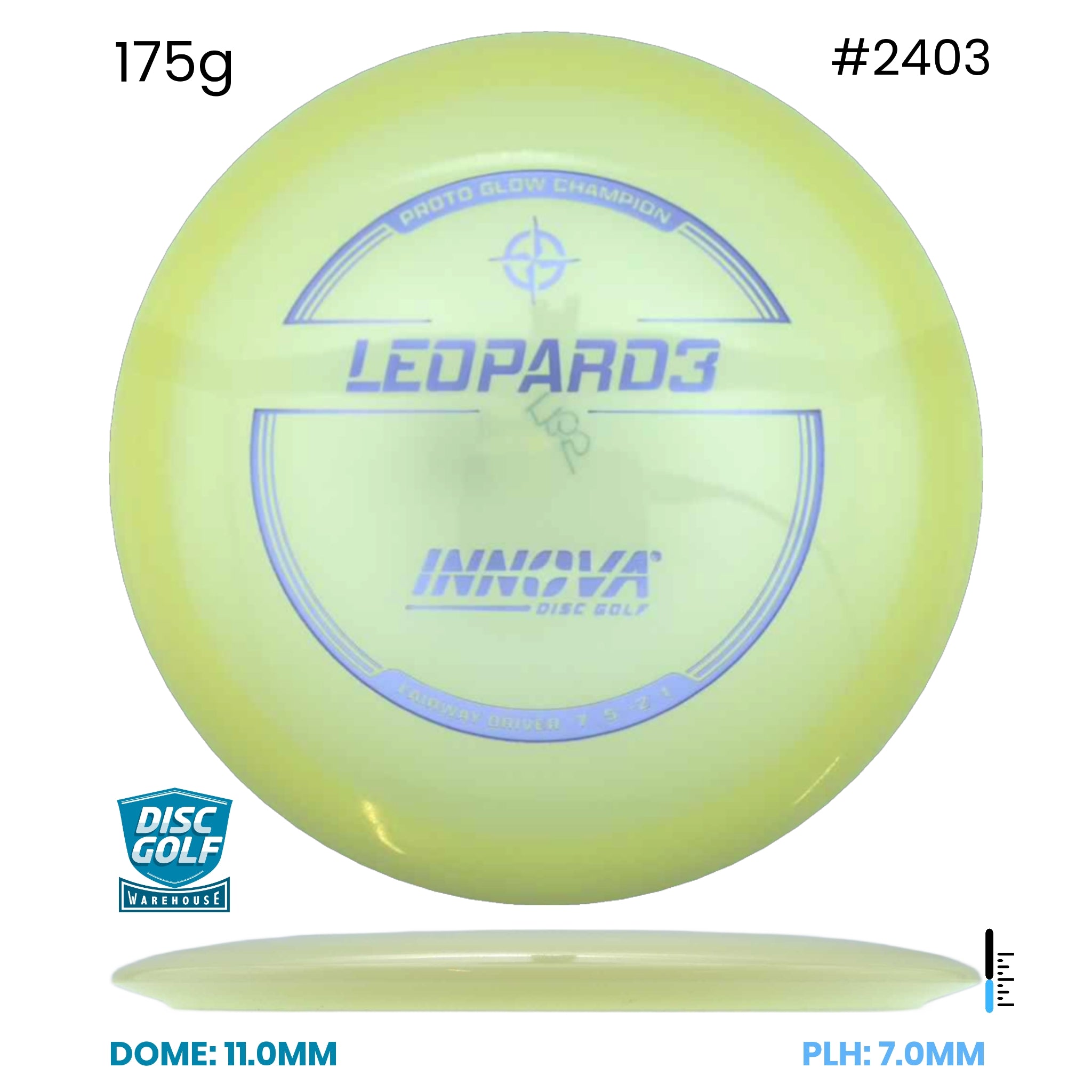 Disc Golf Warehouse Innova Leopard3 - Champion Proto Glow Plastic Glow/Silver, Holographic 175g