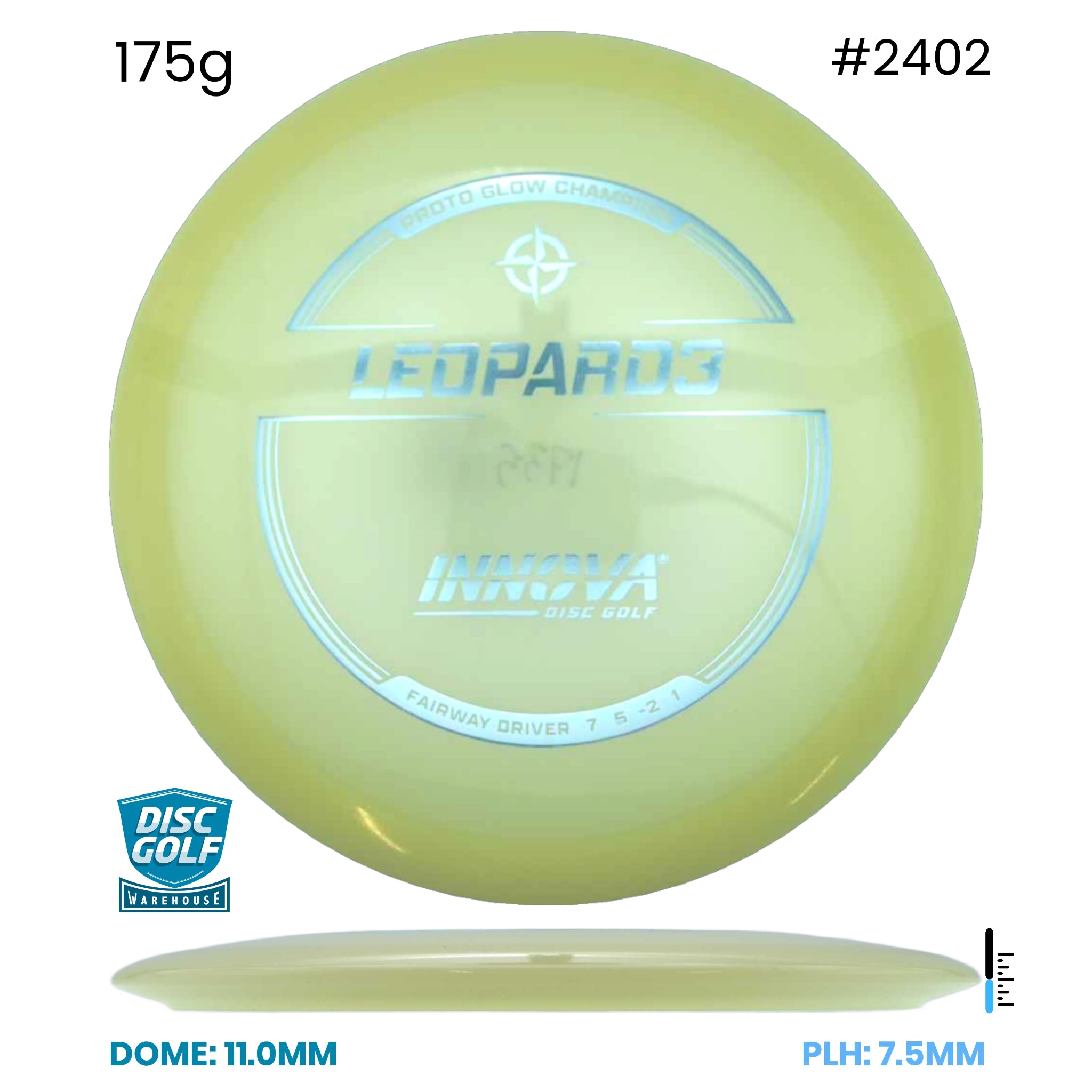 Disc Golf Warehouse Innova Leopard3 - Champion Proto Glow Plastic Glow/Silver, Holographic 175g