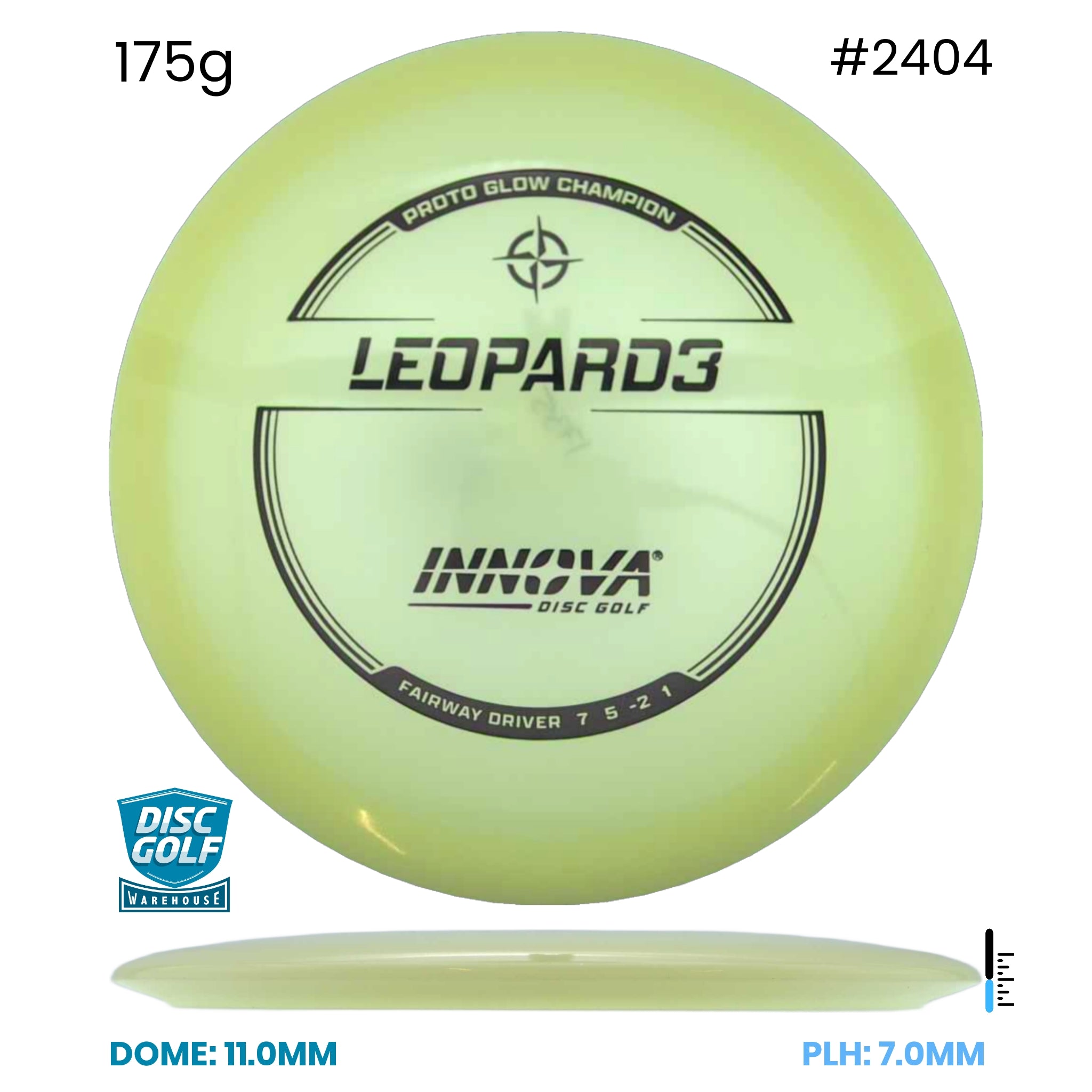 Disc Golf Warehouse Innova Leopard3 - Champion Proto Glow Plastic Glow/Silver, Holographic 175g