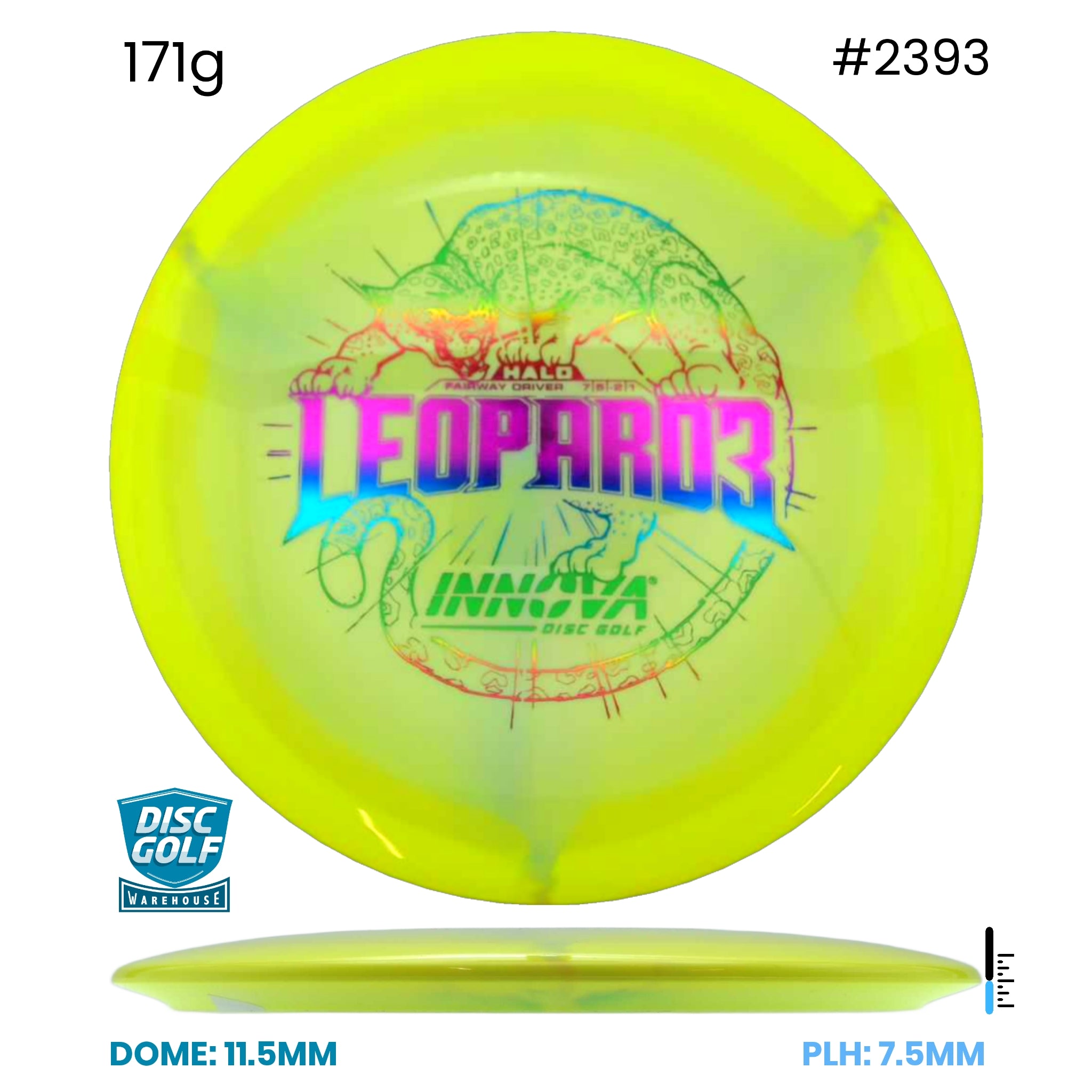 Disc Golf Warehouse Innova Leopard3 - Halo Star Plastic Yellow/Rainbow Holo 171g