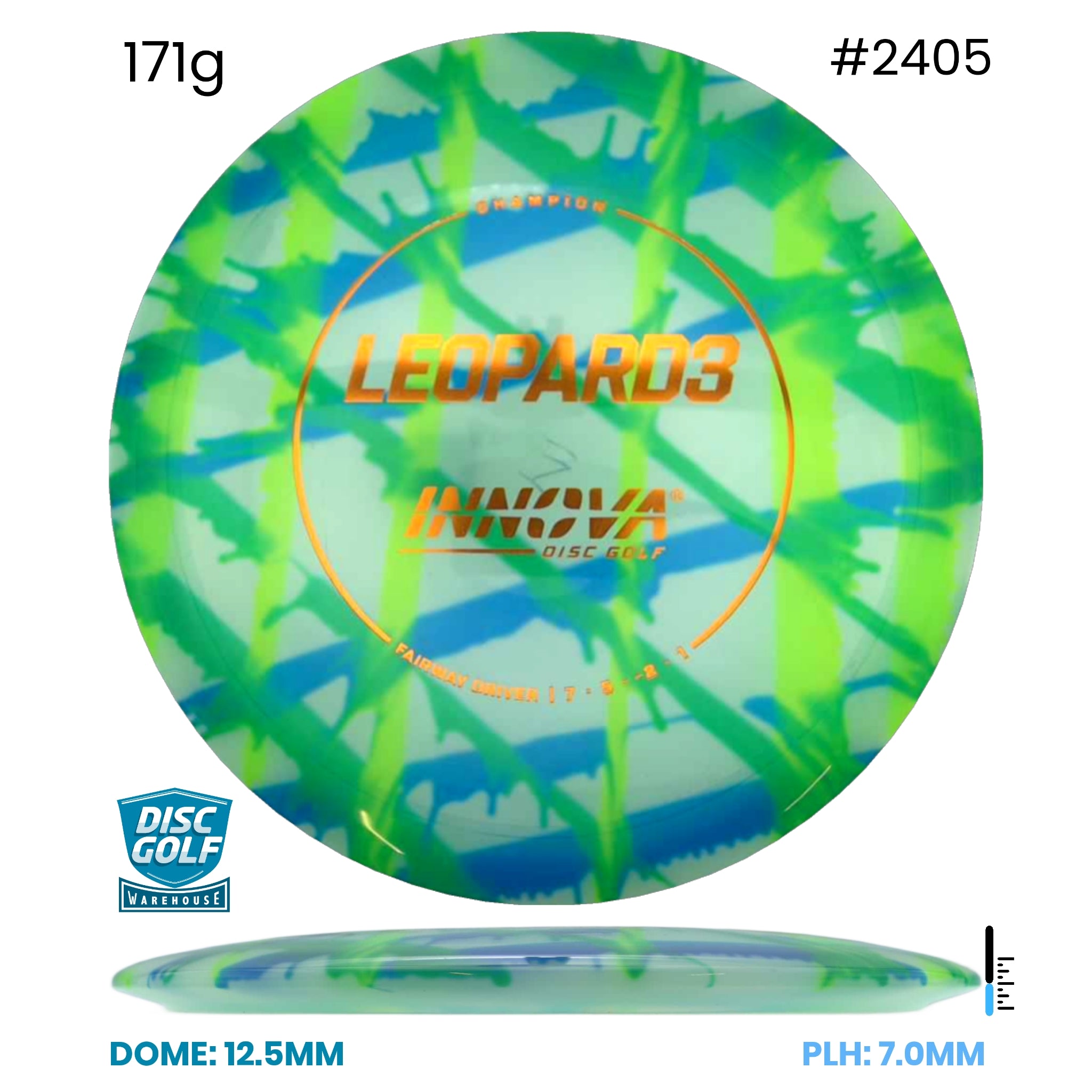 Disc Golf Warehouse Innova Leopard3 - I-Dye Champion Plastic Full Colour Dye/Silver, Holographic 171g