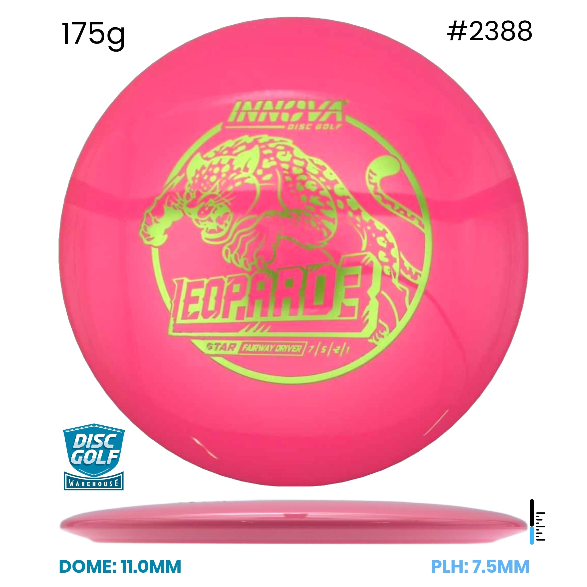 Disc Golf Warehouse Innova Leopard3 - Star Plastic Pink/Green Metallic 175g