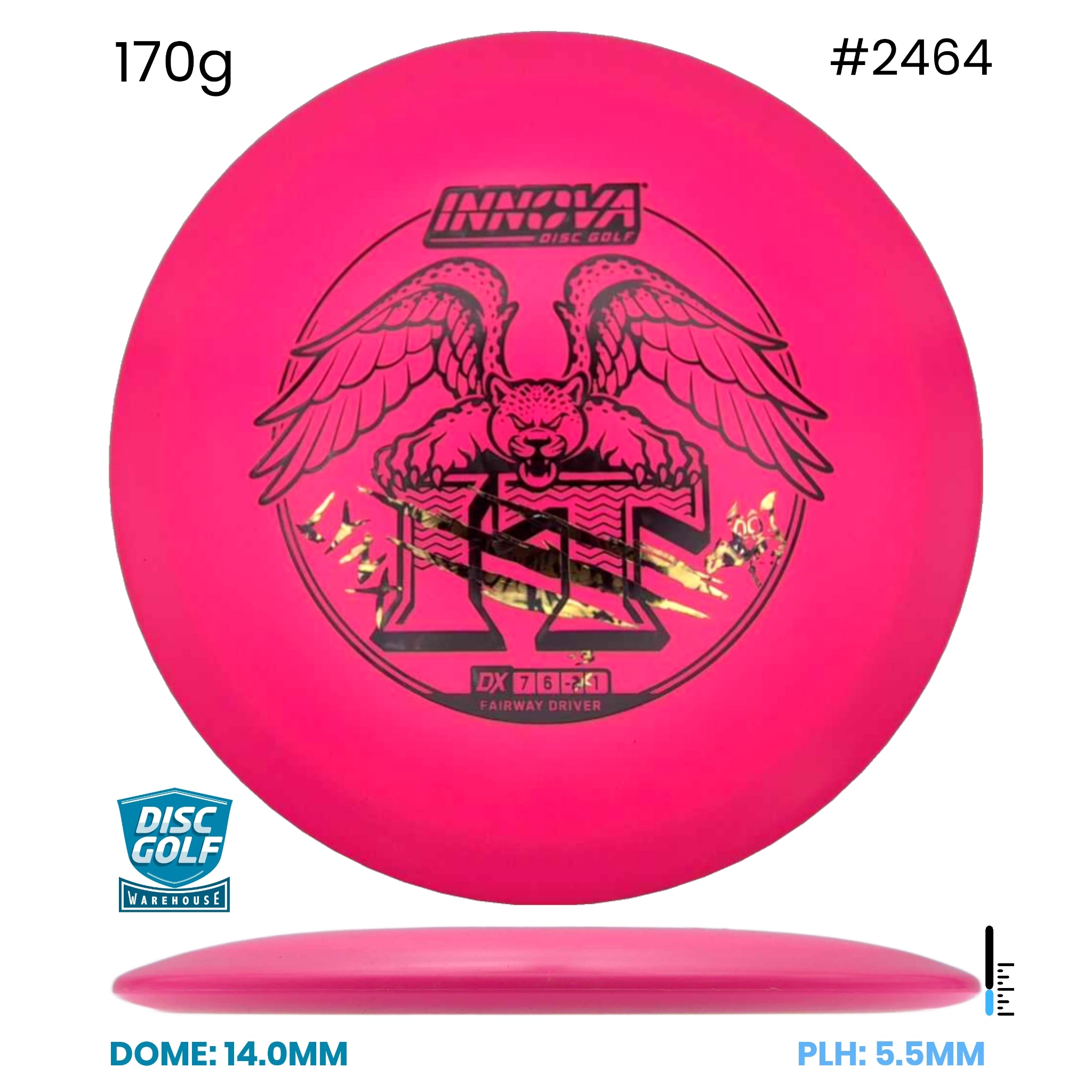 Disc Golf Warehouse Innova Lynx - DX Plastic - IT Overstamp Pink/Black, Gold 170g