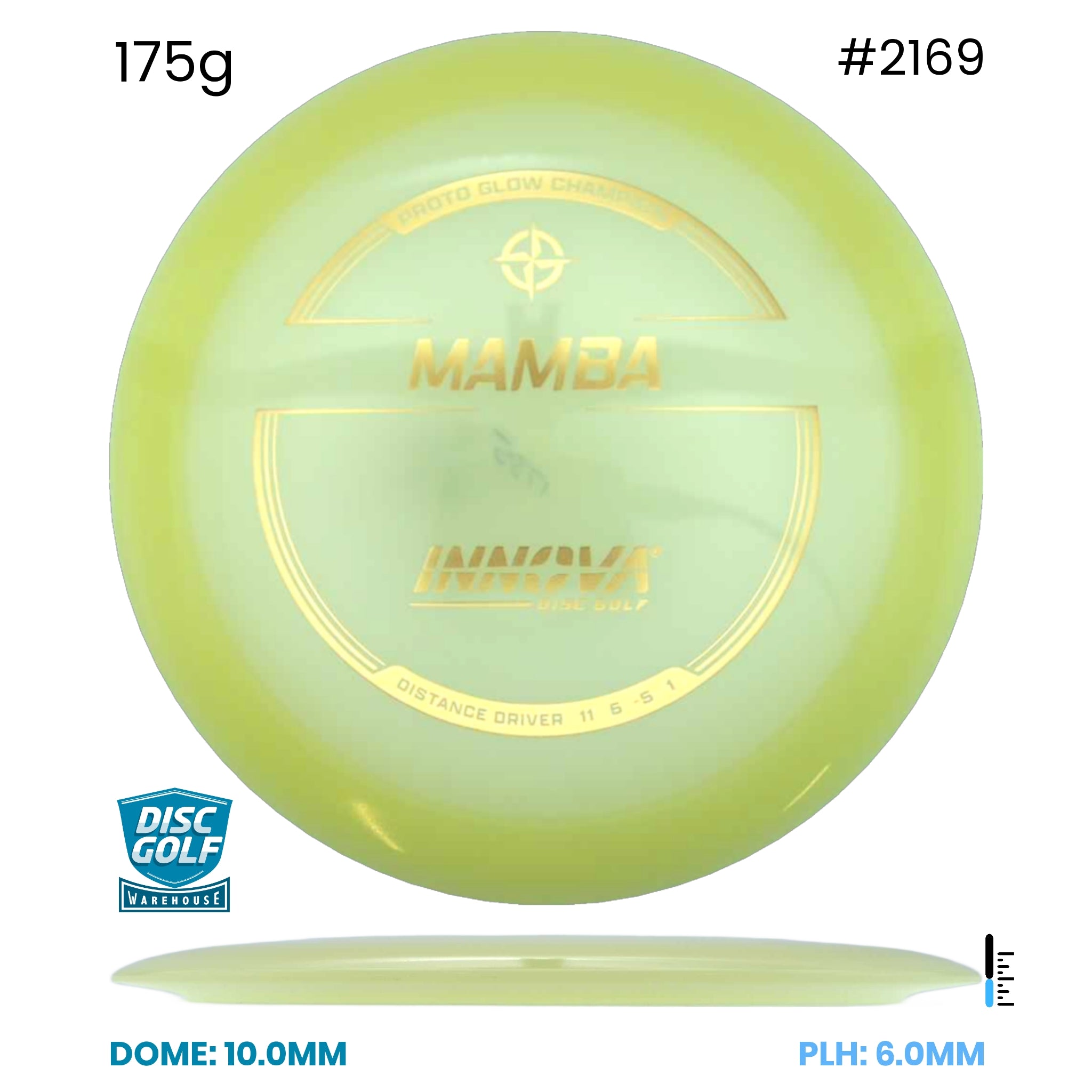 Disc Golf Warehouse Innova Mamba - Proto Glow Champion Plastic Glow/Black, Red Metallic 175g