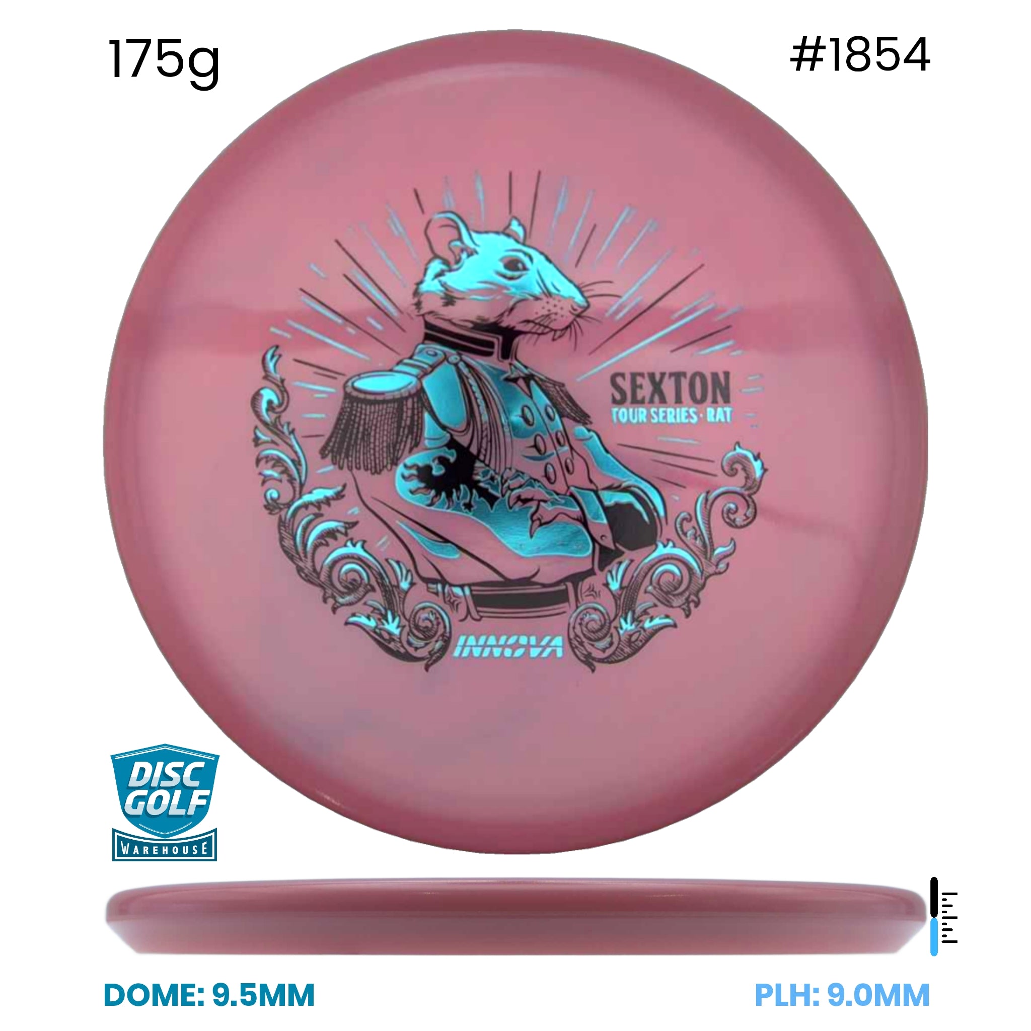 Disc Golf Warehouse Innova Rat - Proto Glow Champion Plastic - Nate Sexton 2026 Tour Series Pink Glow/Purple Metallic, Silver 175g