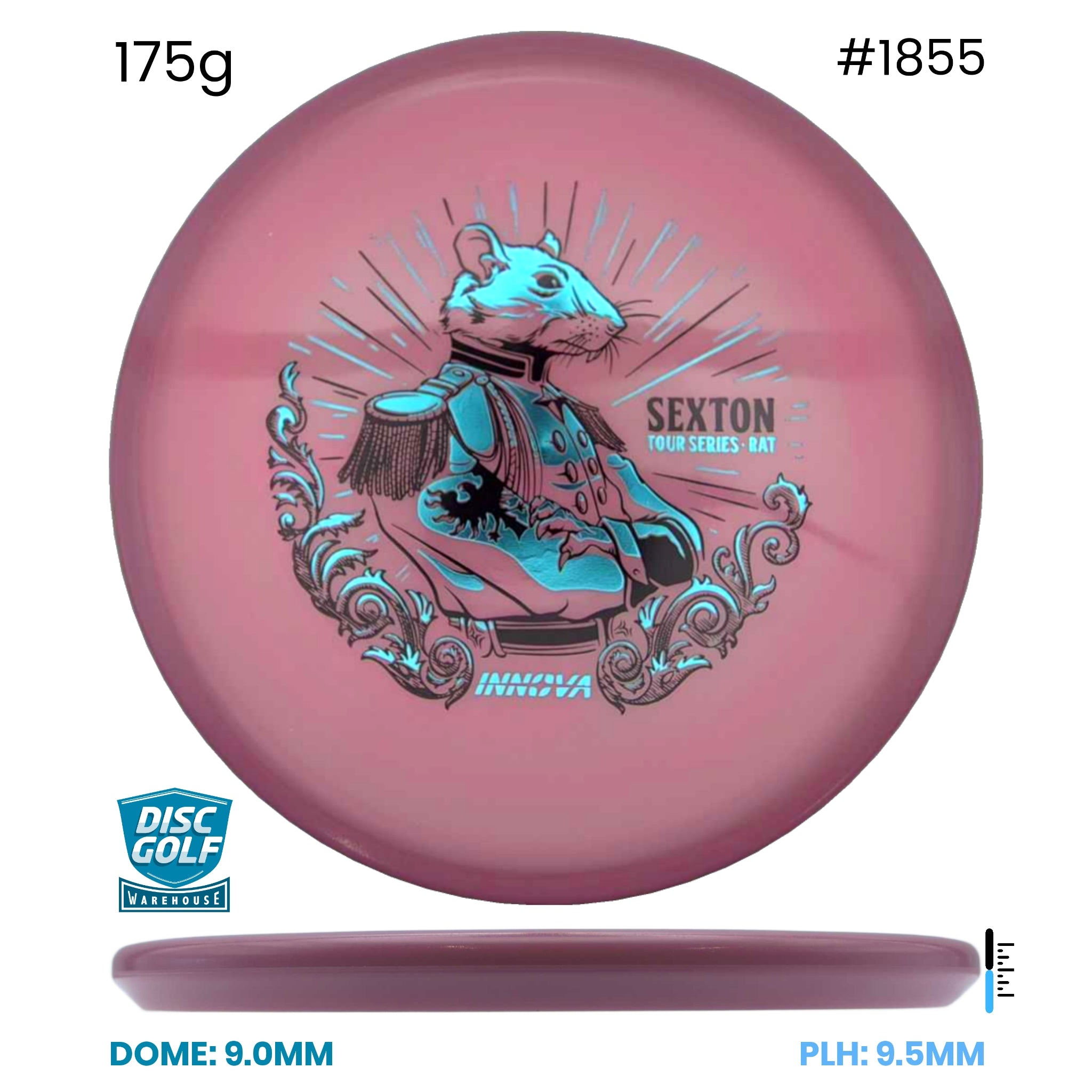 Disc Golf Warehouse Innova Rat - Proto Glow Champion Plastic - Nate Sexton 2026 Tour Series Pink Glow/Purple Metallic, Silver 175g
