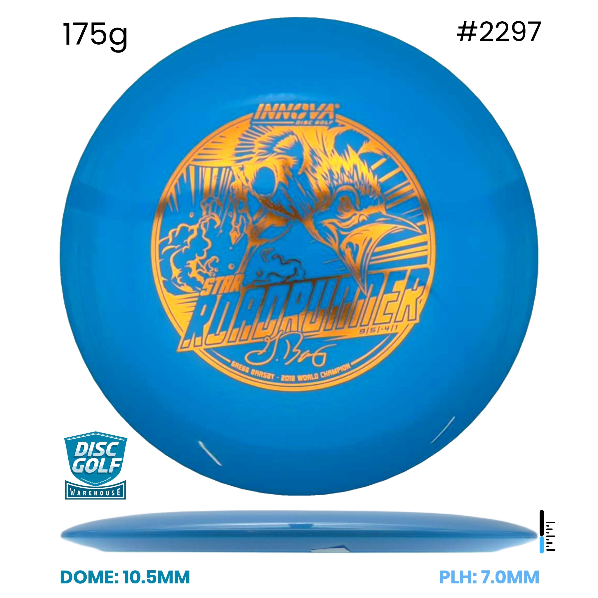 Disc Golf Warehouse Innova Roadrunner - Star Plastic - Gregg Barsby Signature Blue/Gold 175g