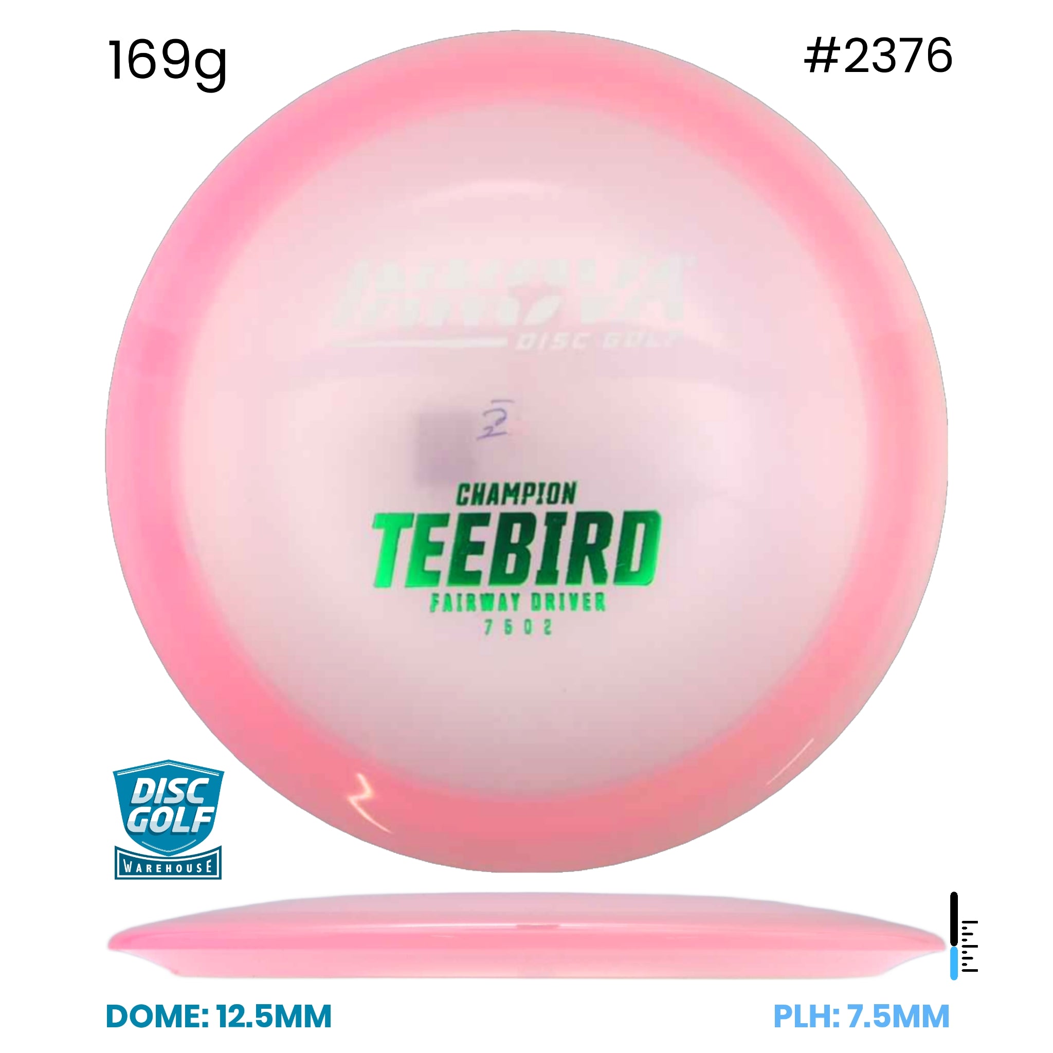 Disc Golf Warehouse Innova Teebird - Champion Plastic Pink/Green Metallic, Ghost 169g
