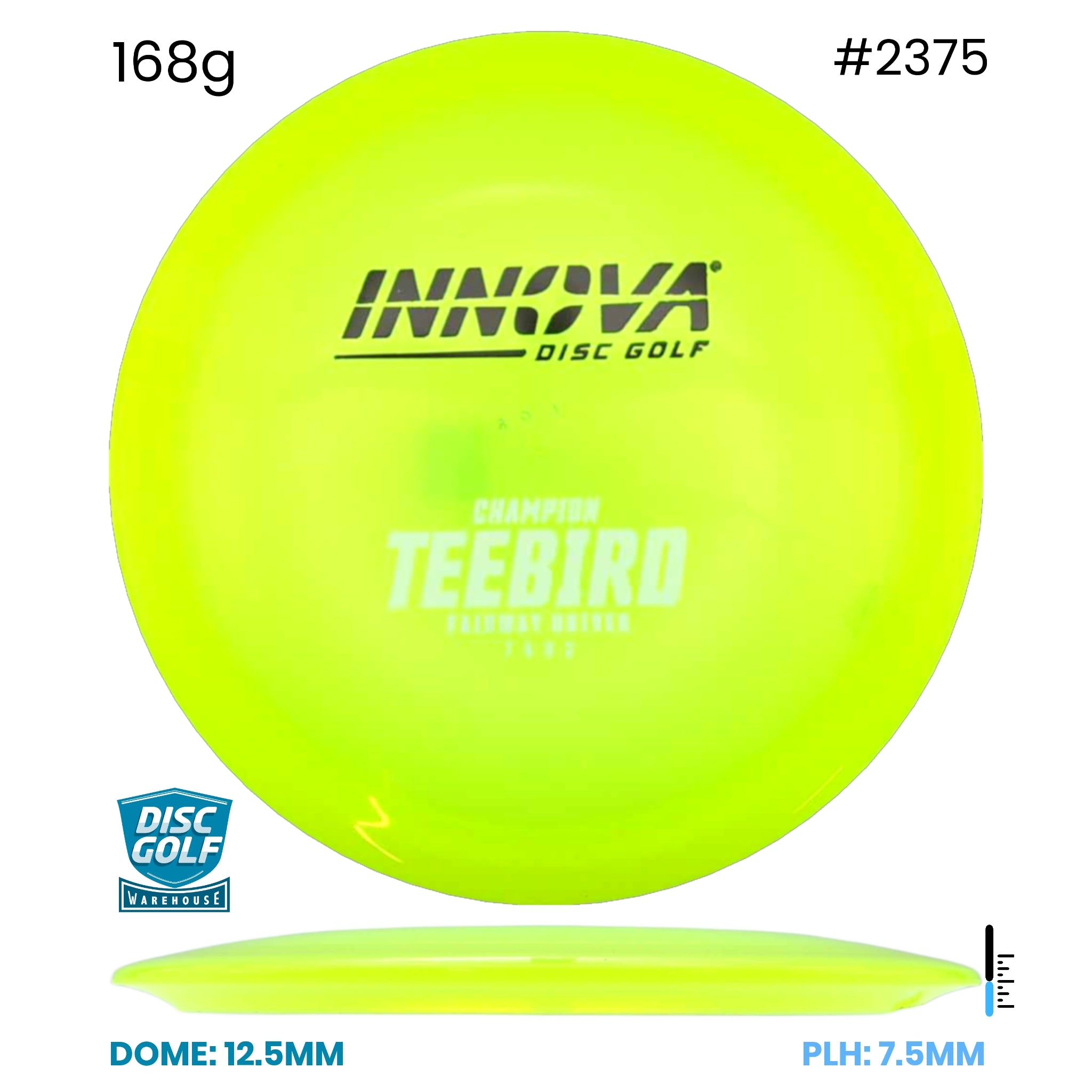 Disc Golf Warehouse Innova Teebird - Champion Plastic Yellow/Black, White 168g
