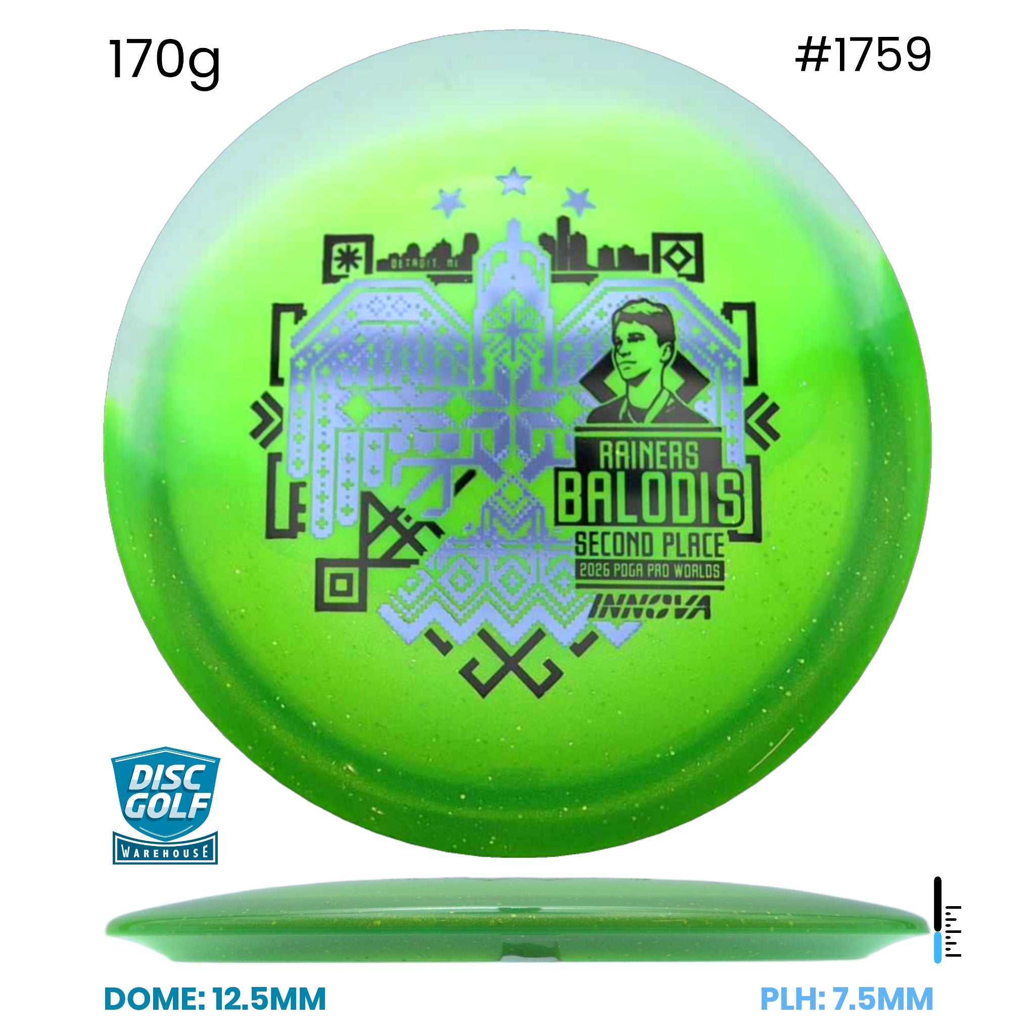 Disc Golf Warehouse Innova Teebird - Duo Plastic - Rainers Balodis Commemorative Edition Green/Holographic, Black 170g