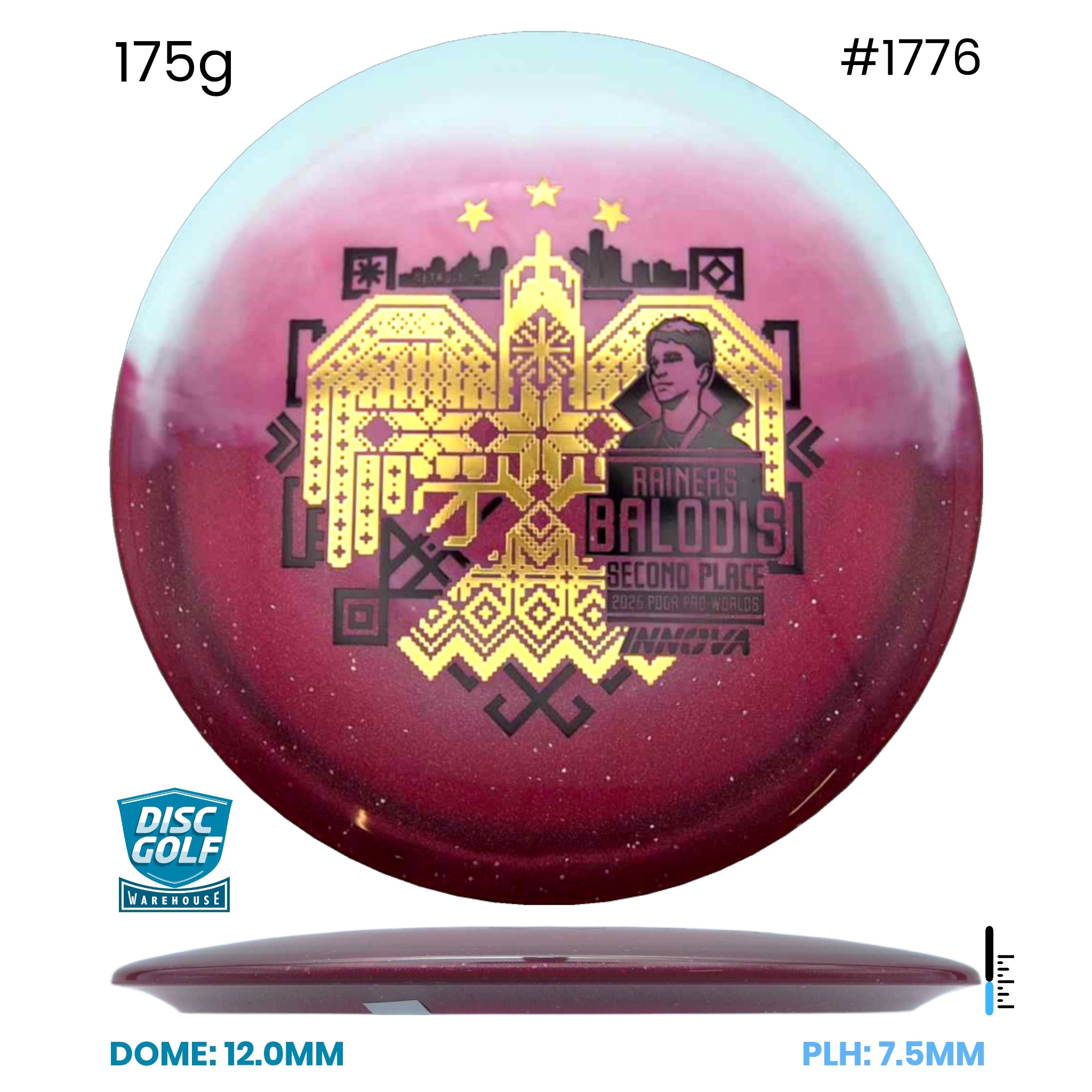 Disc Golf Warehouse Innova Teebird - Duo Plastic - Rainers Balodis Commemorative Edition Red/Gold, Black 175g
