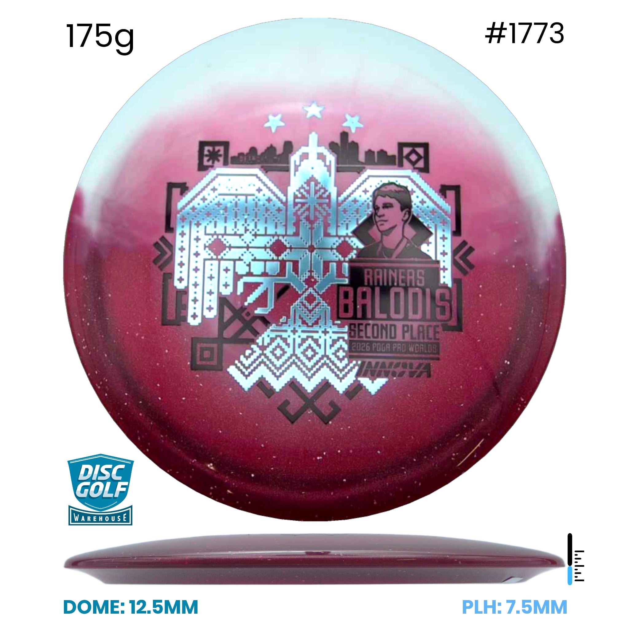 Disc Golf Warehouse Innova Teebird - Duo Plastic - Rainers Balodis Commemorative Edition Red/Silver, Black 175g