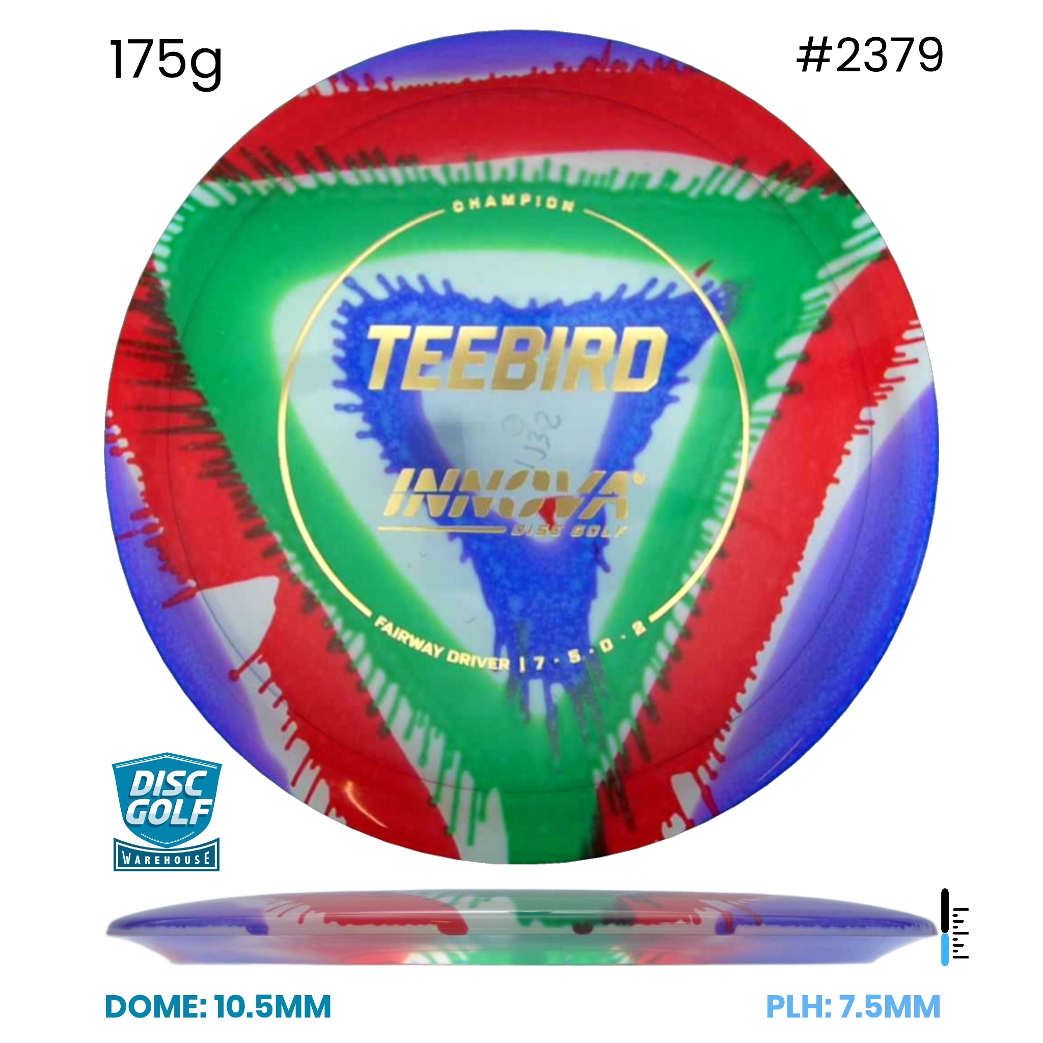 Disc Golf Warehouse Innova Teebird - I Dye Champion Full Colour Print/Purple Metallic, Gold 175g