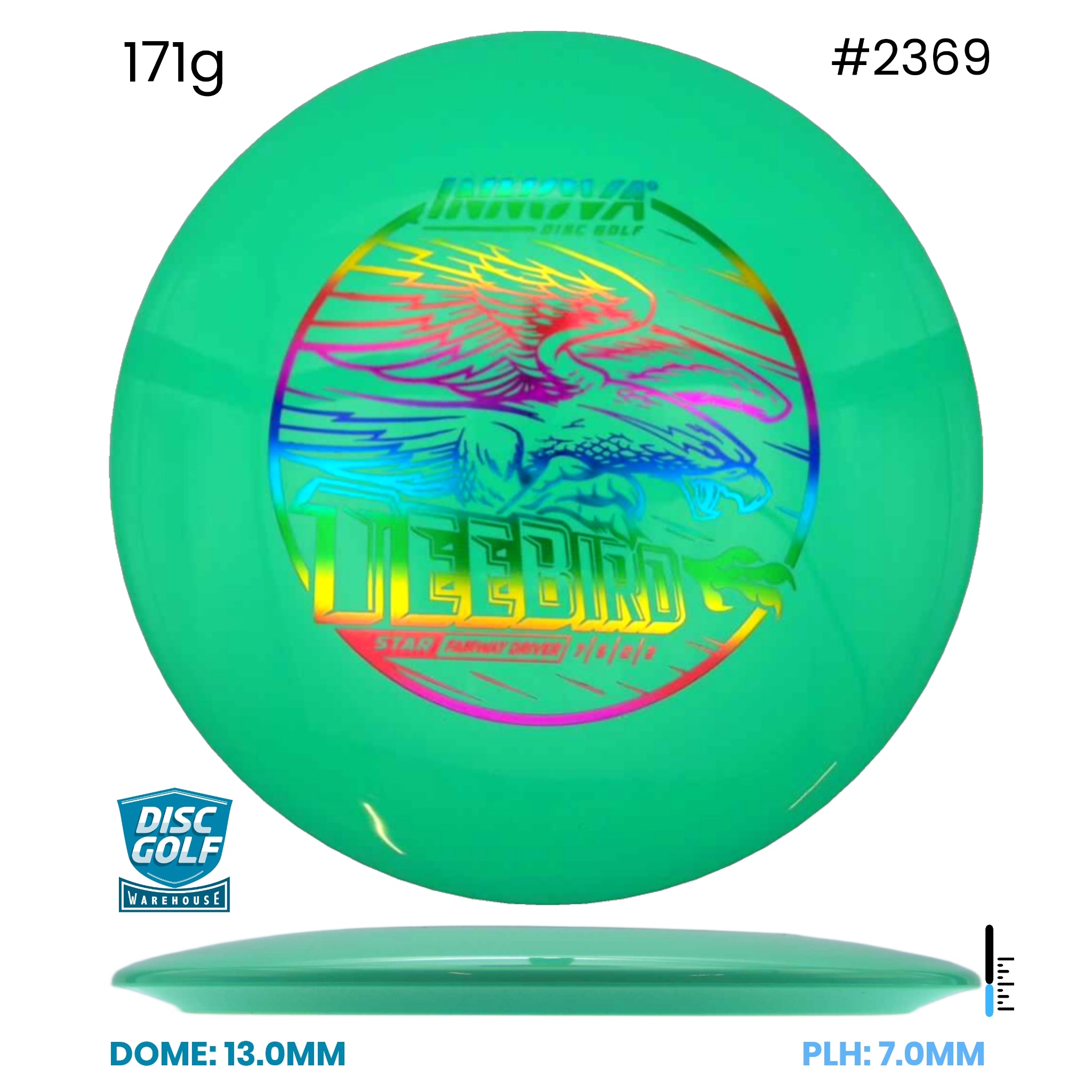 Disc Golf Warehouse Innova Teebird - Star Plastic Teal/Rainbow Holo 171g