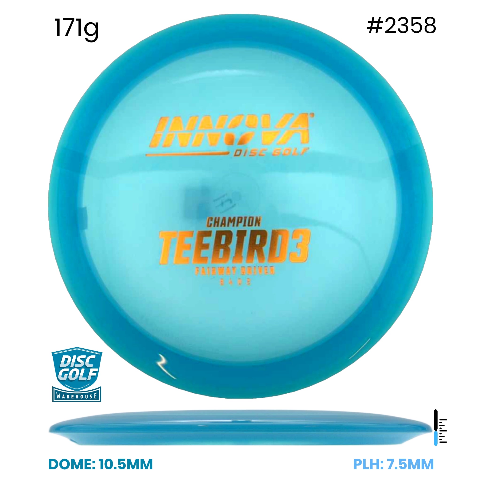 Disc Golf Warehouse Innova Teebird3 - Champion Plastic Blue/Black 171g